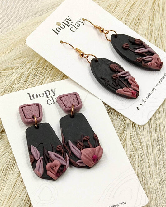 Orecchini Pendenti fiori notturni - Loopy Clay