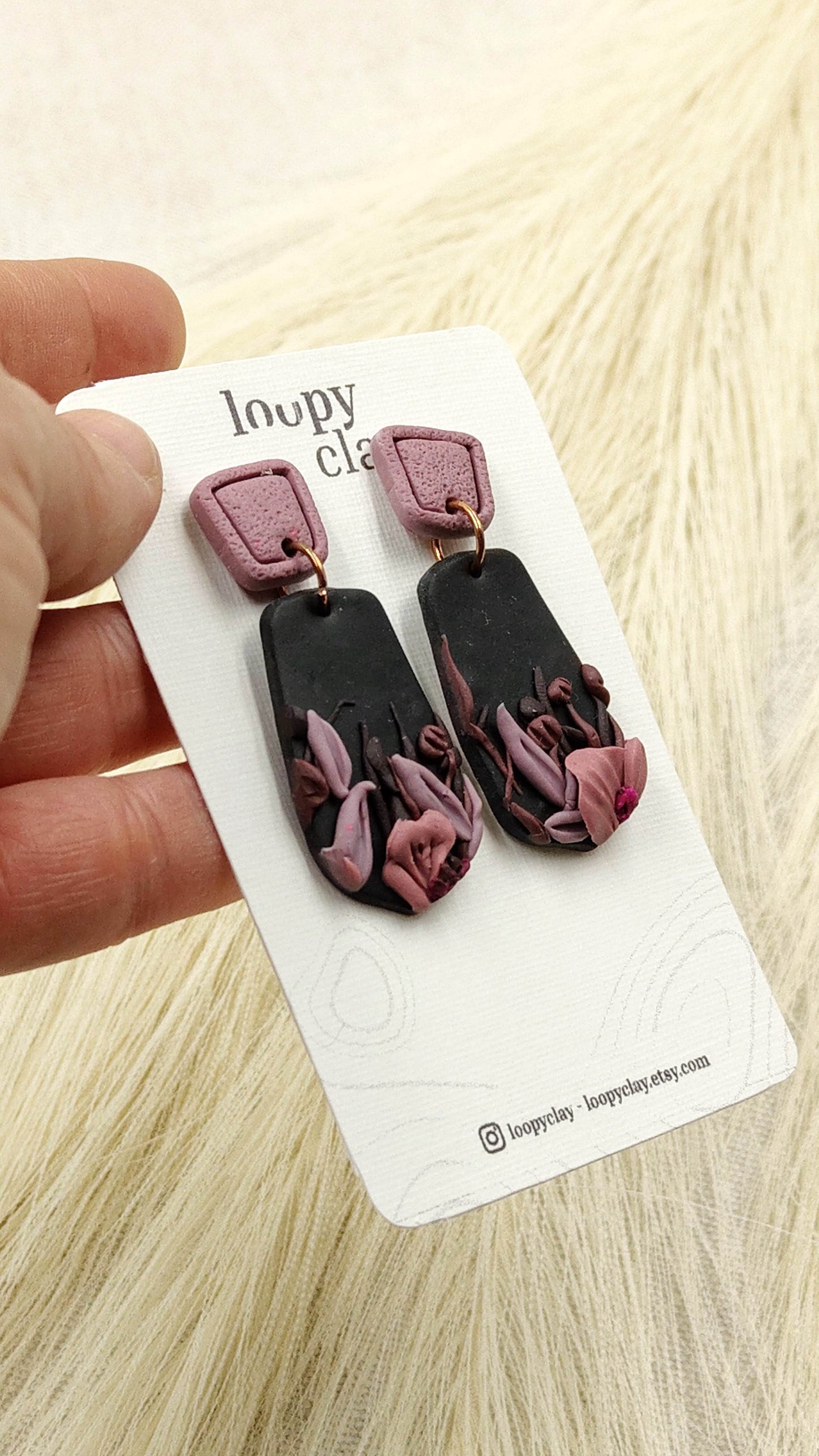 Orecchini Pendenti fiori notturni - Loopy Clay