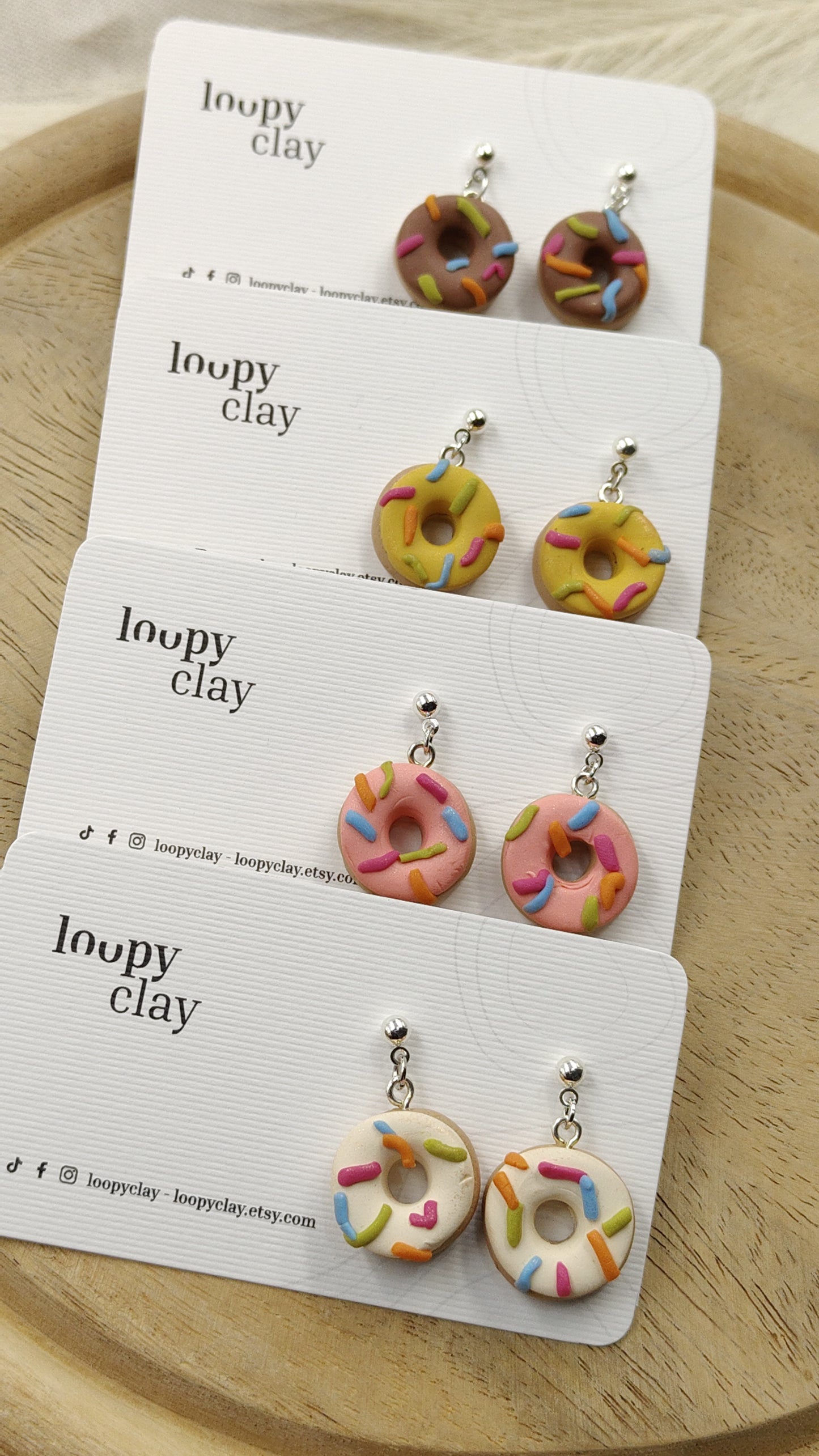 Orecchini ciambelle / donuts con zuccherini (al forno) - Loopy Clay