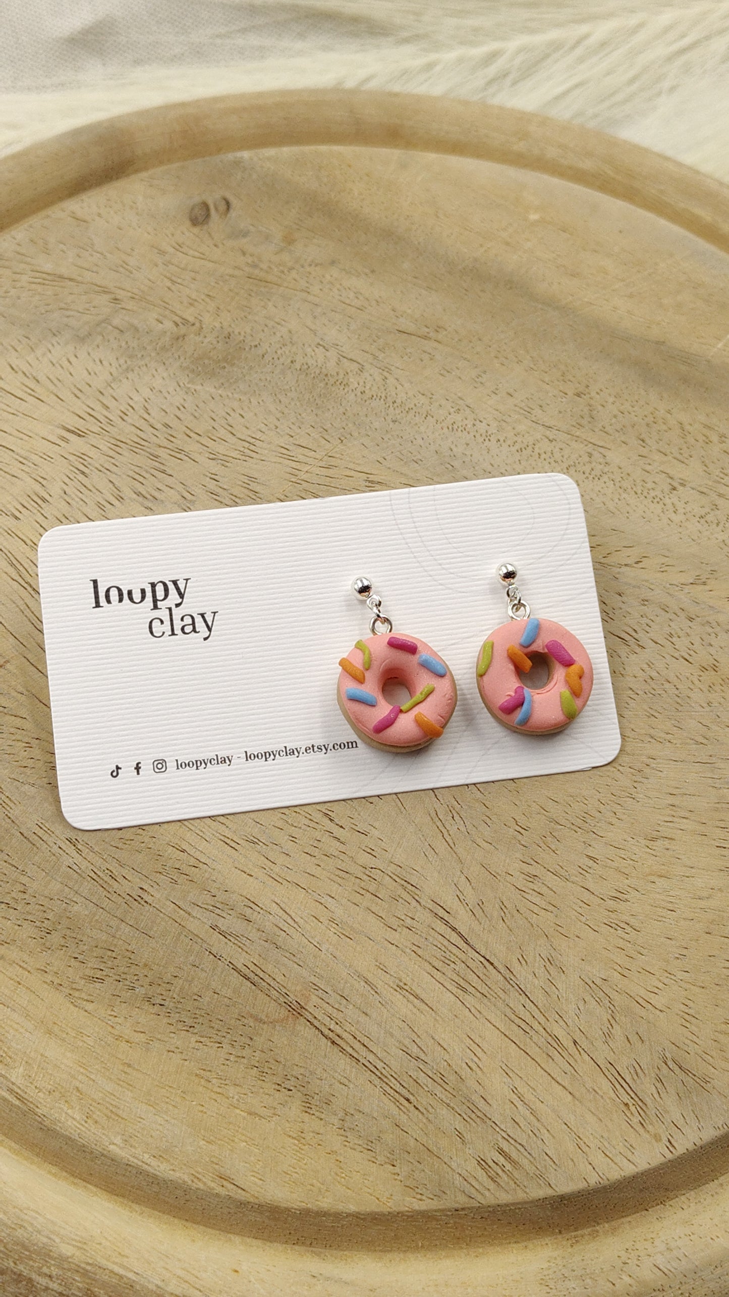 Orecchini ciambelle / donuts con zuccherini (al forno) - Loopy Clay