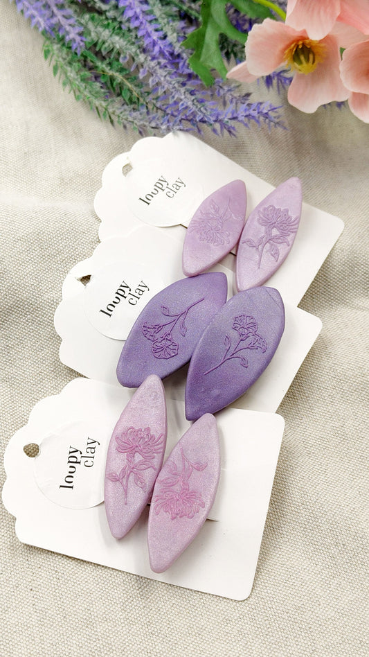 Fermaglii capelli con fiori impressi - rosa viola