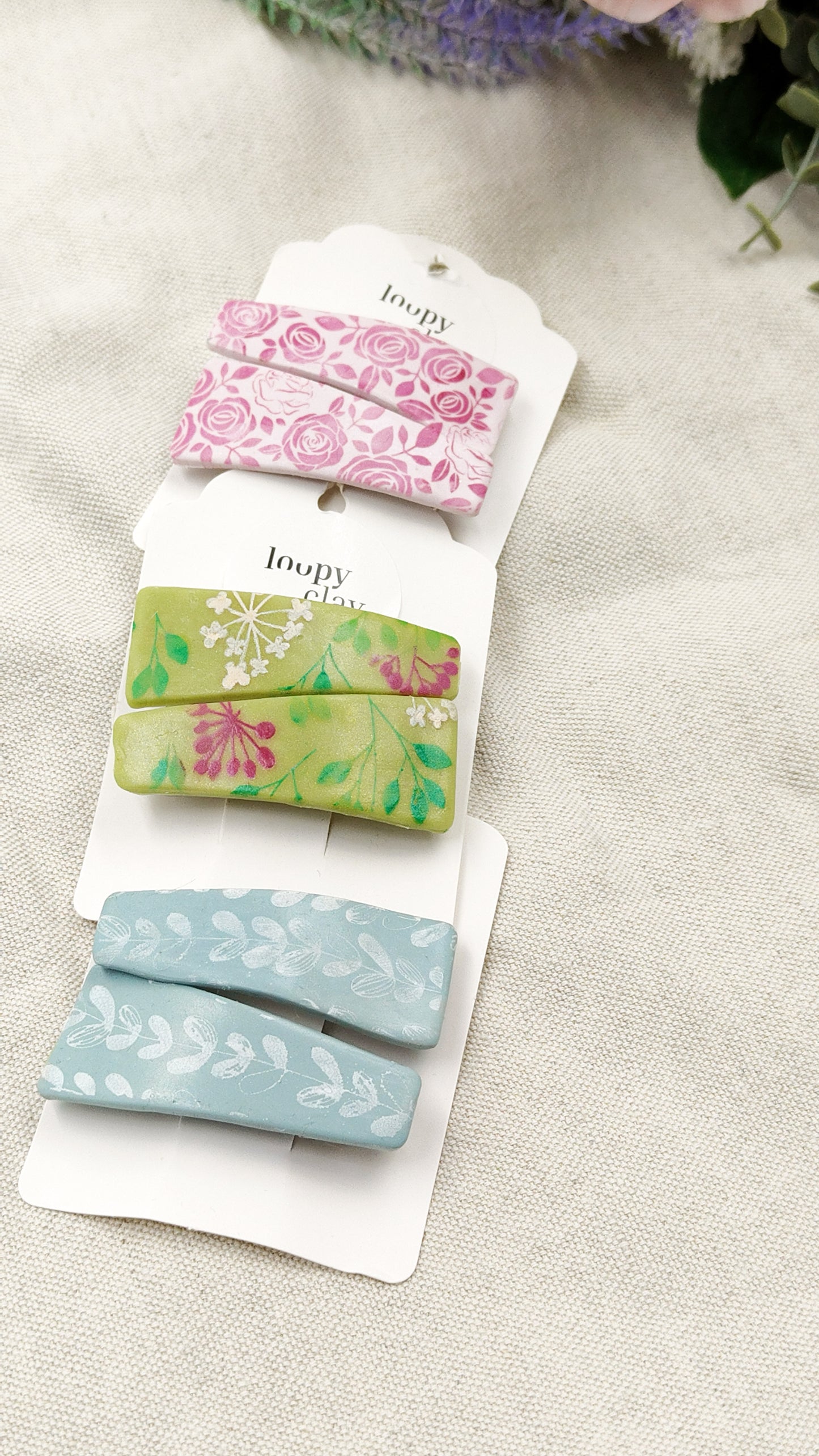 Fermagli capelli con fiori dipinti - assimettrici