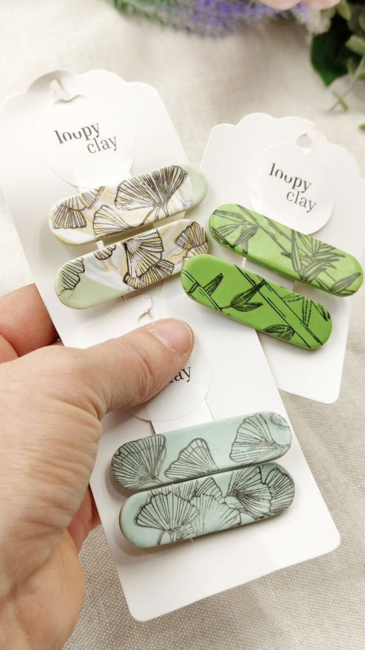 Hair clips with bamboo and delicate patterns