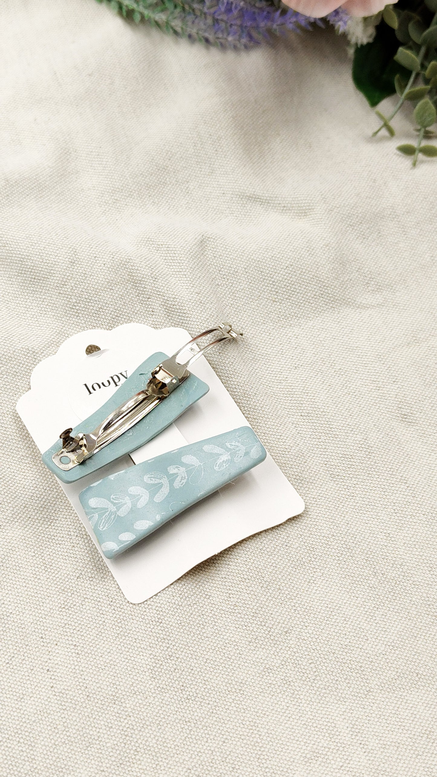 Painted Flower Hair Clips - Asymmetric