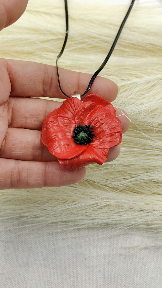 Collana Papavero Rosso | Cabochon Vintage Style