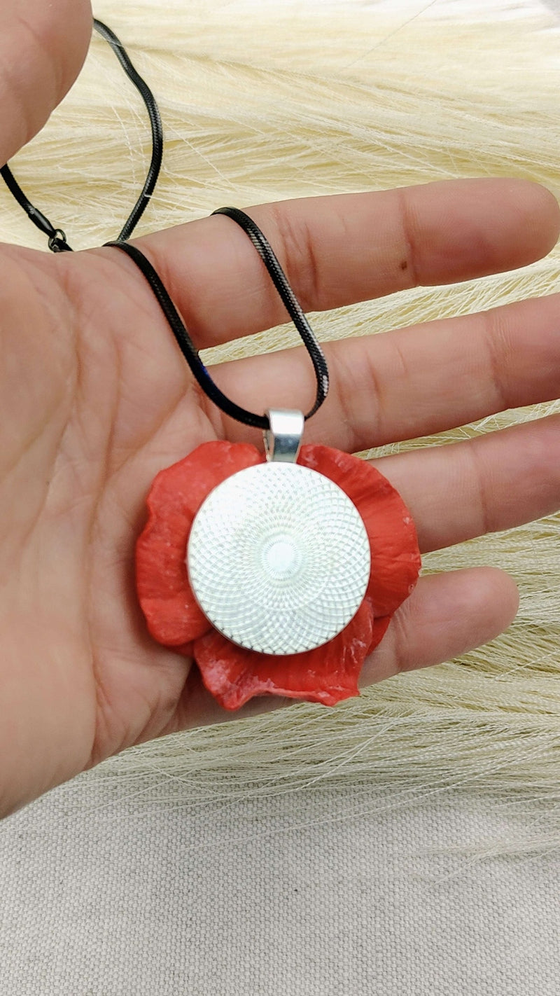 Collana Papavero Rosso | Cabochon Vintage Style