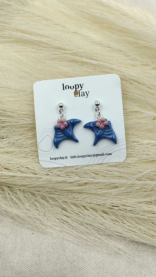 Orecchini Manta Fiori Plumeria Mare Estate Leggeri