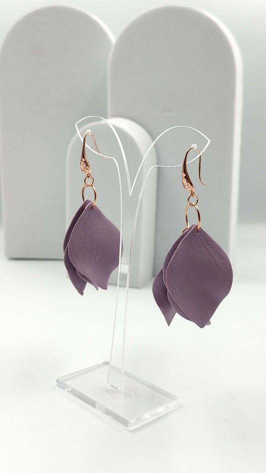 Orecchini pendenti Sogni di Primavera | Petali Viola e Riflessi Dorati