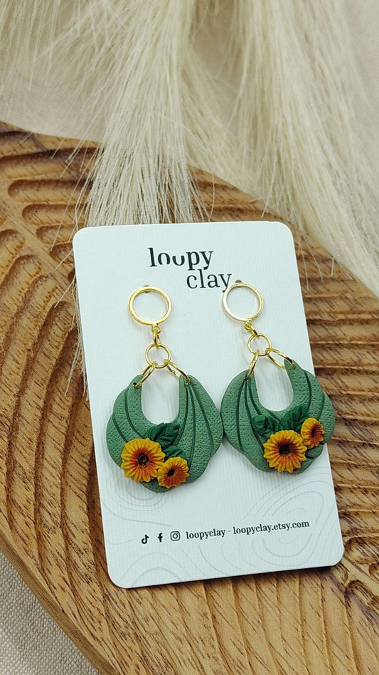 Orecchini pendenti Boho Girasoli | Gioielli artigianali floreali