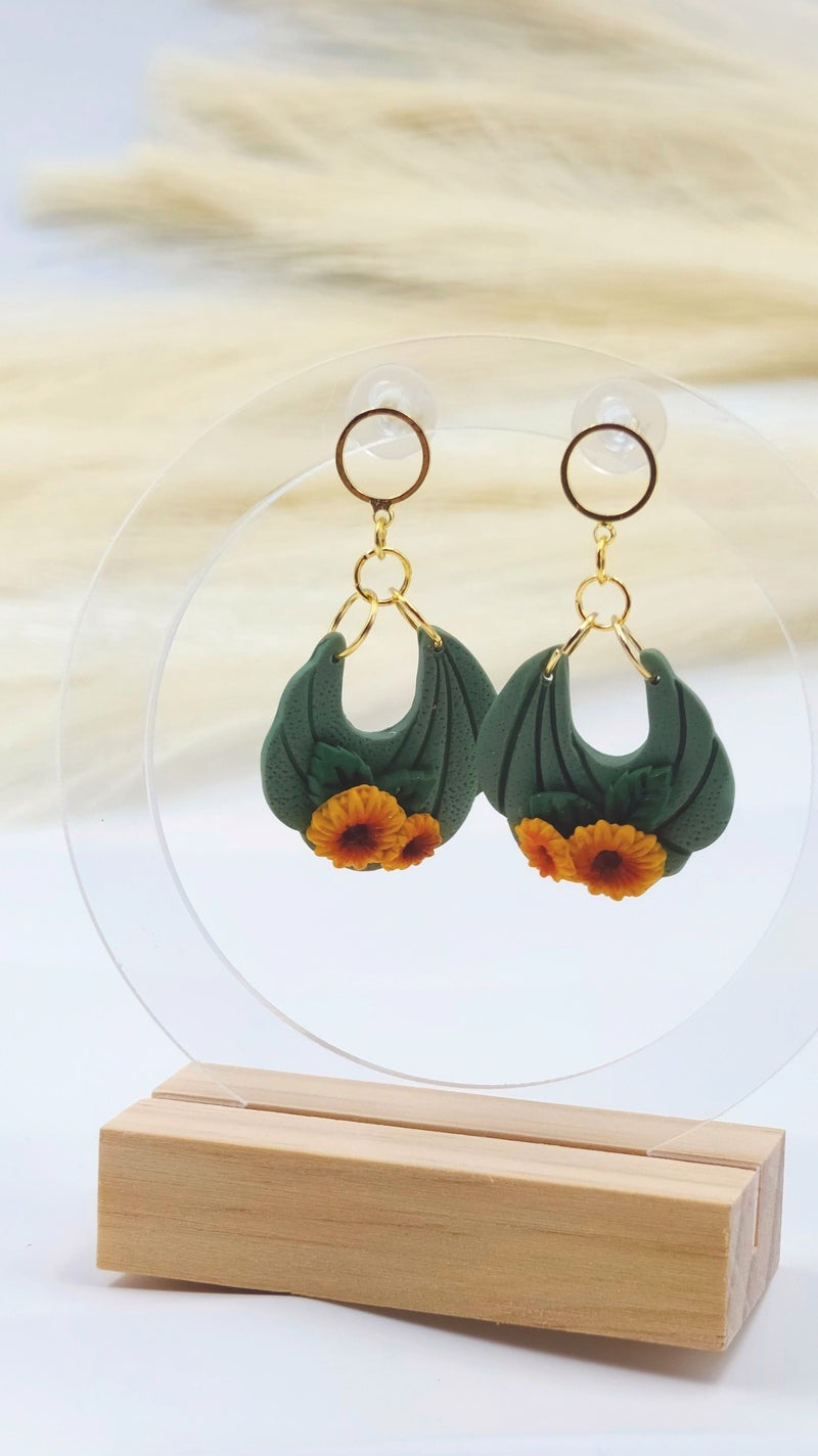 Orecchini pendenti Boho Girasoli | Gioielli artigianali floreali