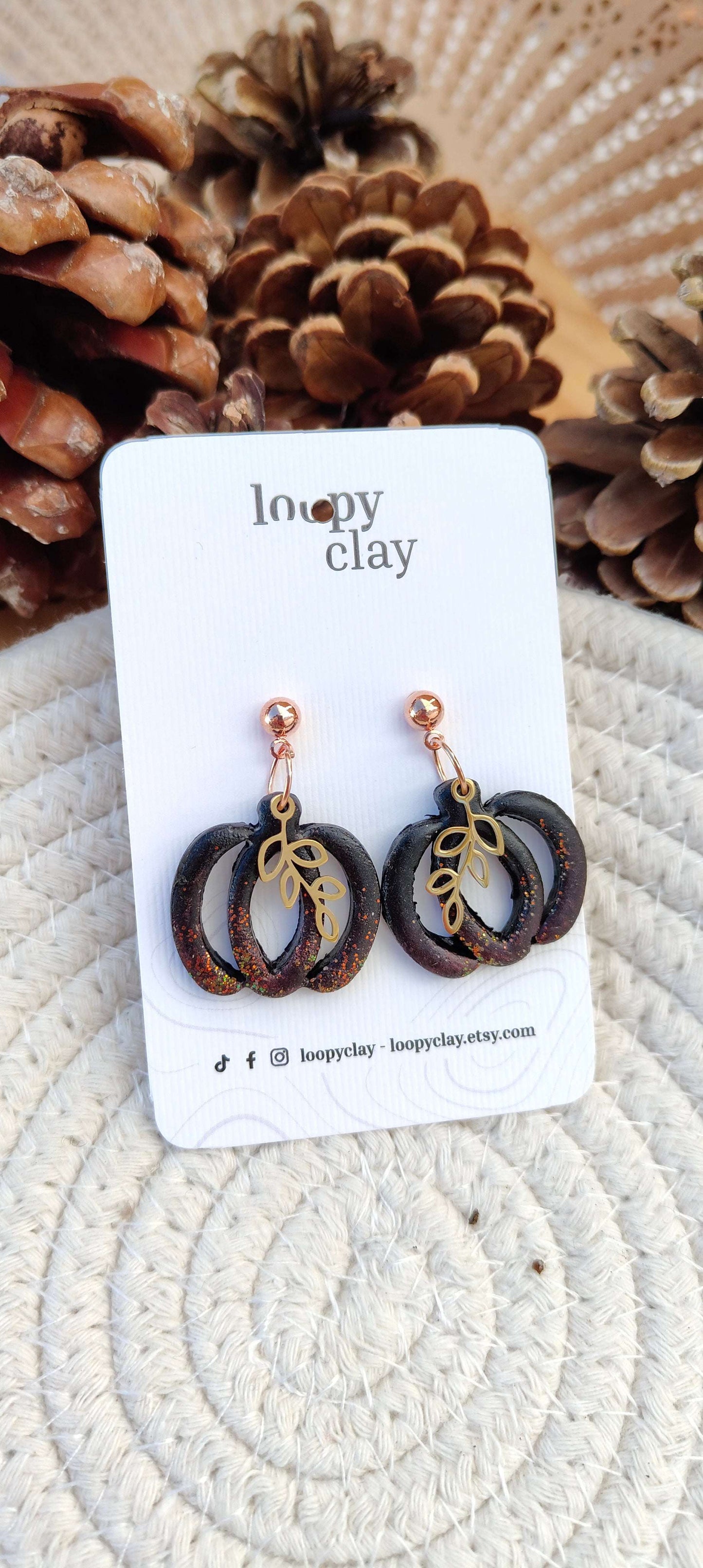 Orecchini pedenti Zucca Elegante Nera e Oro