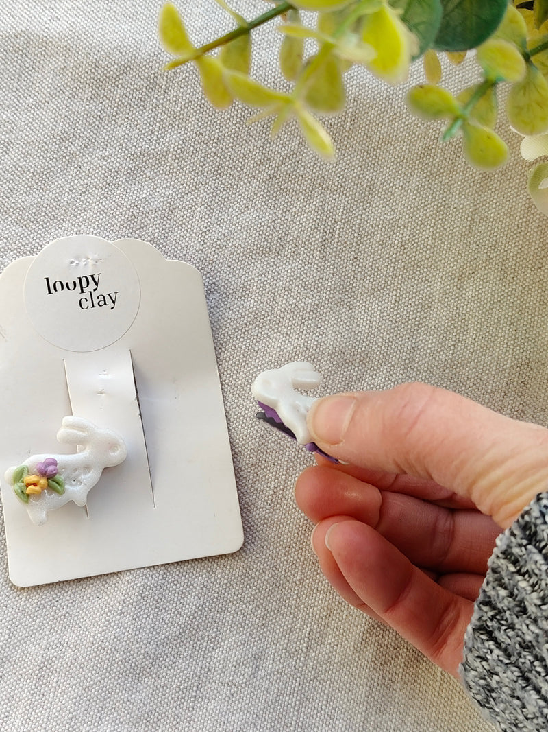 Collezione Primavera | Fermagli capelli artigianali Coniglietti Fioriti