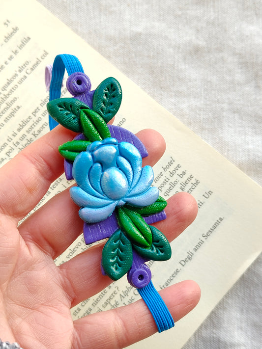 Collezione Boho Chic | Segnalibri Elastici Regolabili | Bocciolo Blu