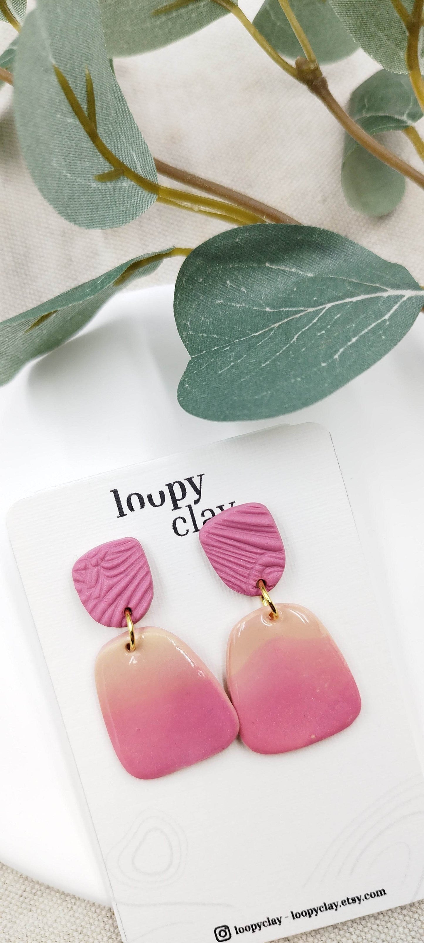 Orecchini pendenti Romantici Sfumature del Rosa - Loopy Clay