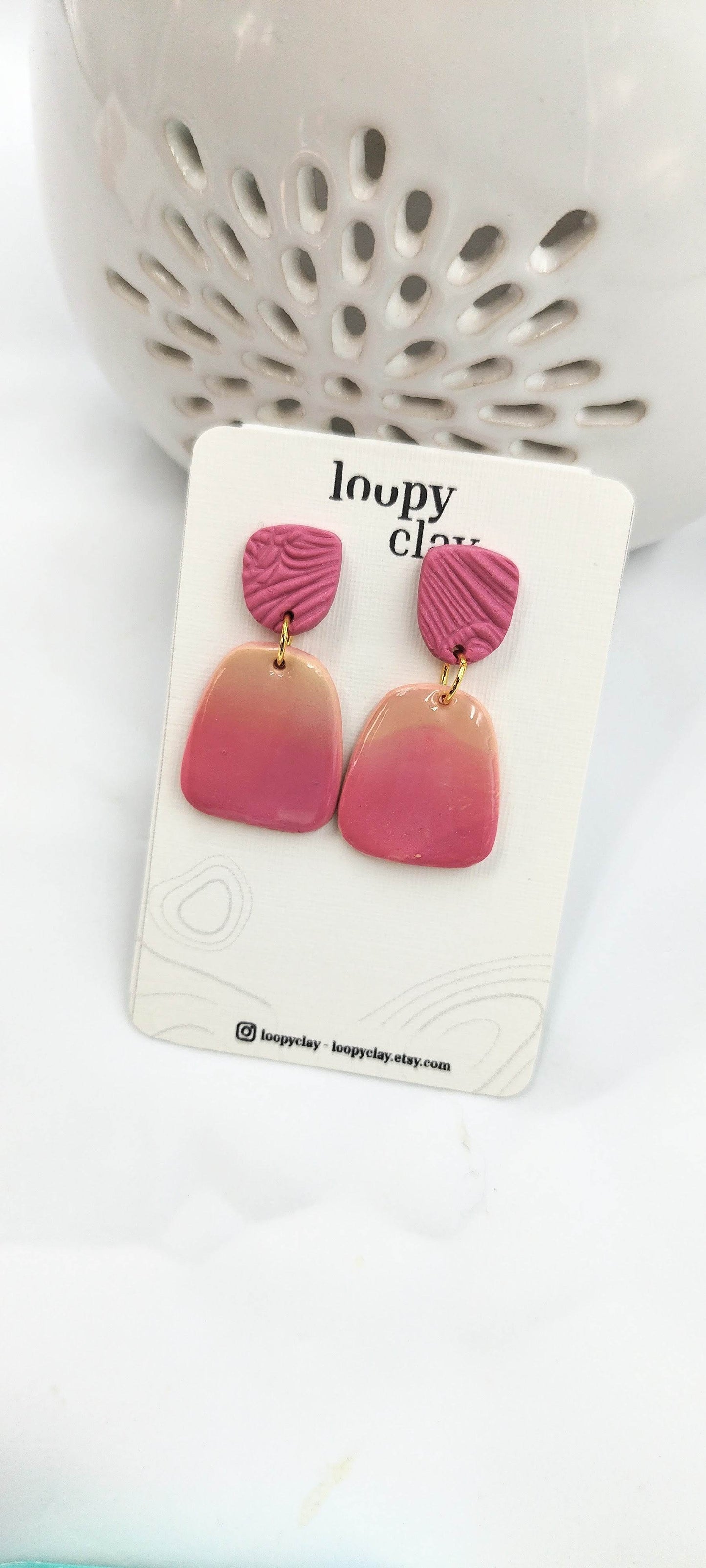 Orecchini pendenti Romantici Sfumature del Rosa - Loopy Clay