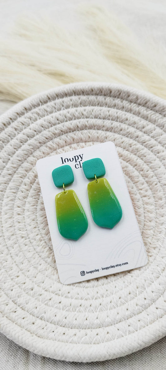 Orecchini pendenti sfumature turchesi - Loopy Clay