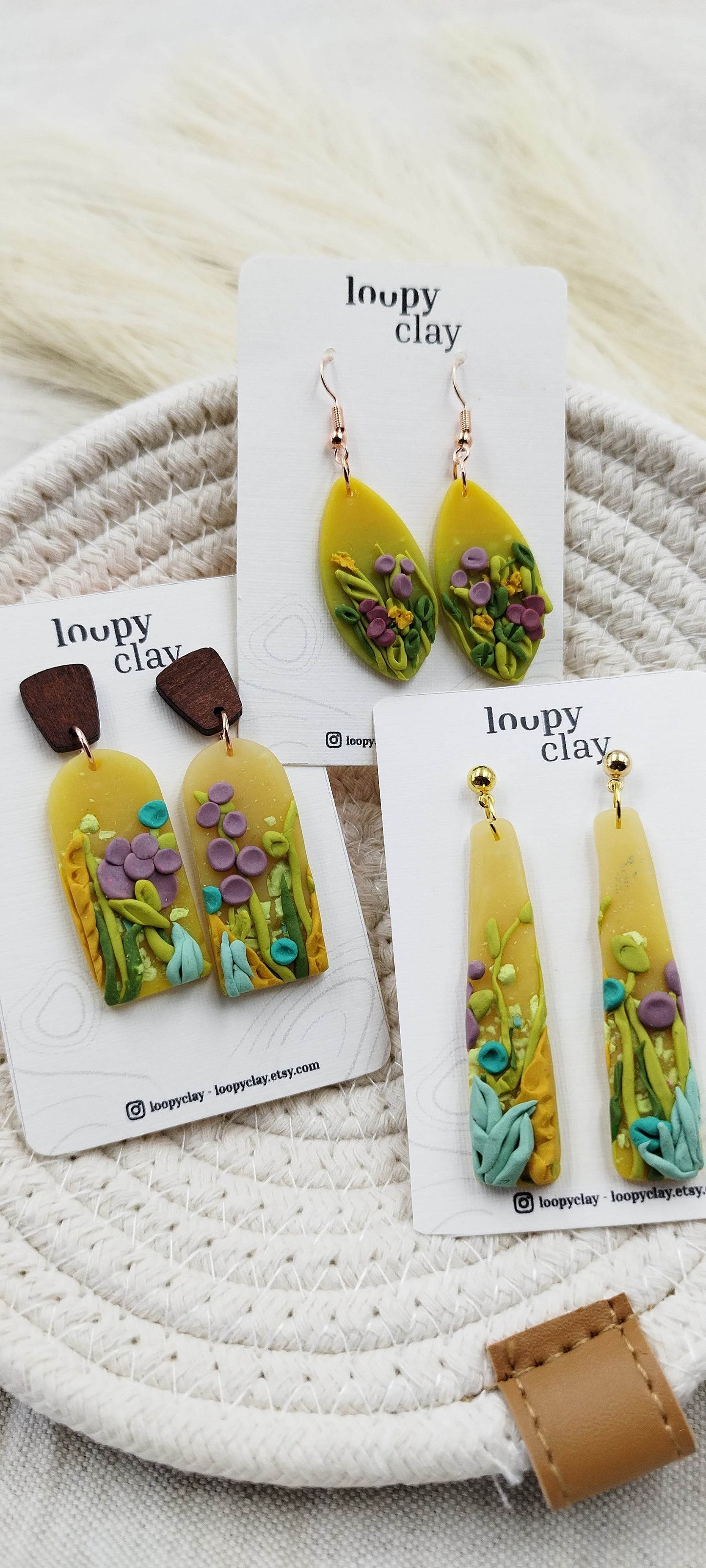 Orecchini Pendenti prato fiorito - Loopy Clay