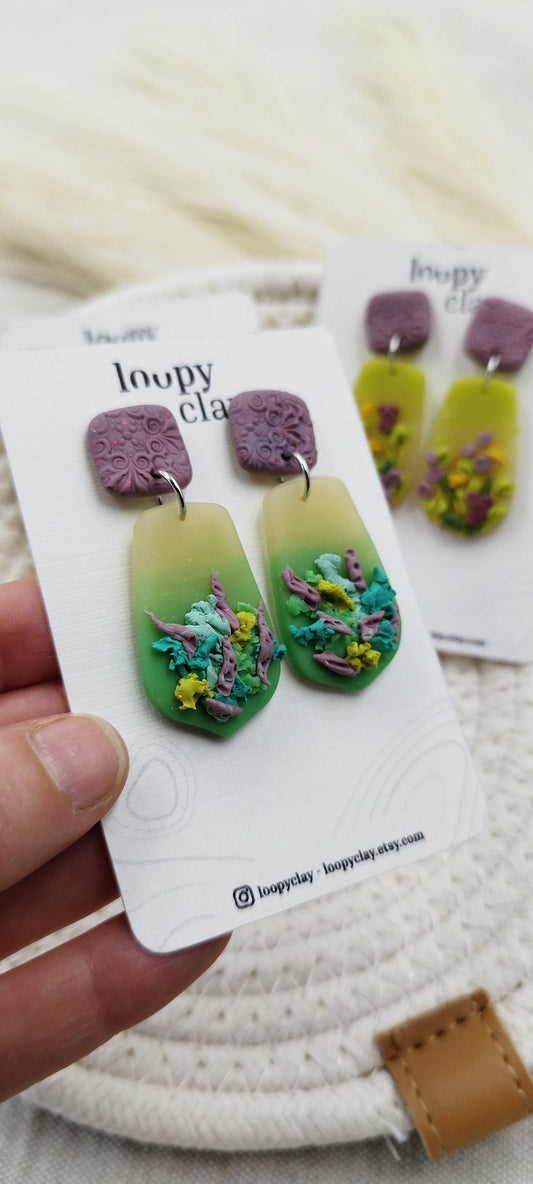 Orecchini Pendenti fondo del mare astratto - Loopy Clay