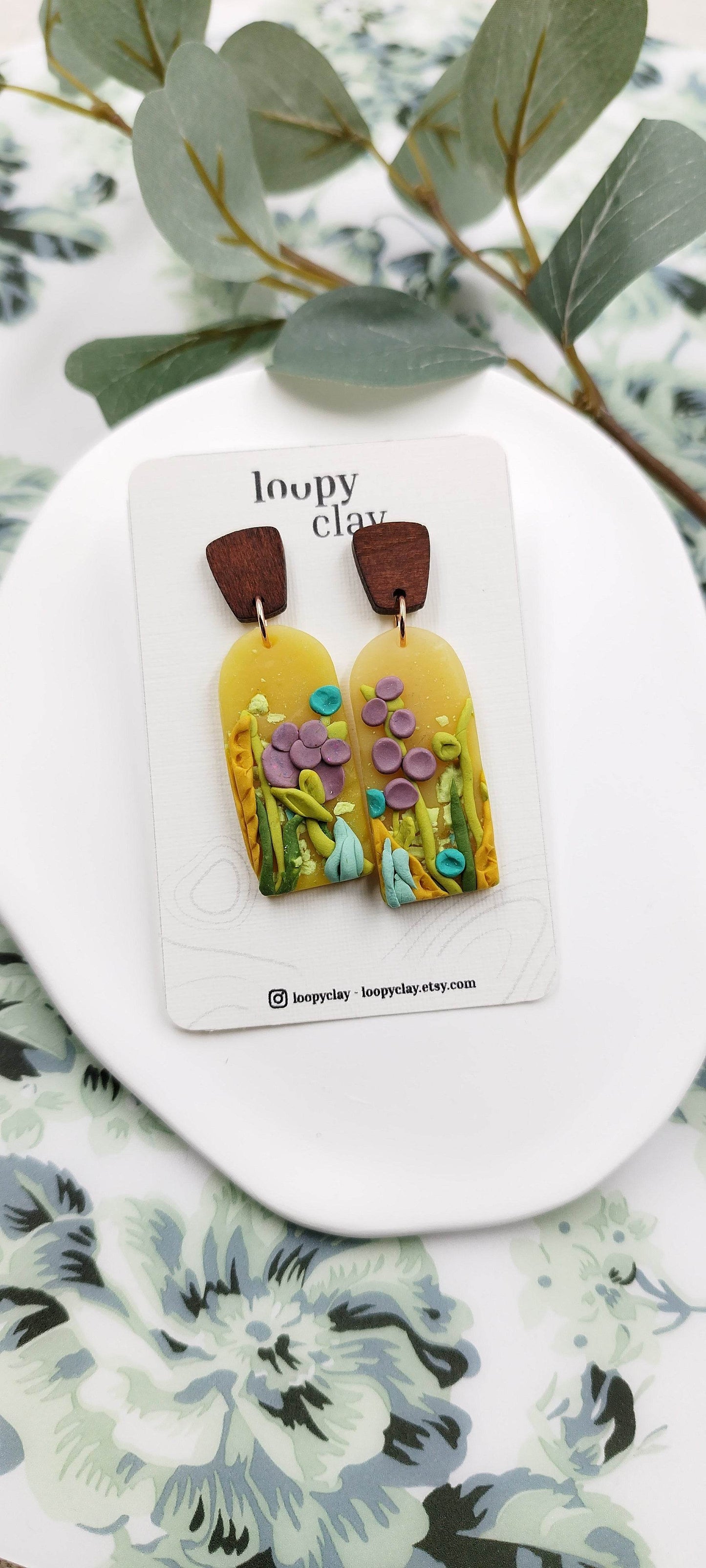 Orecchini Pendenti prato fiorito - Loopy Clay