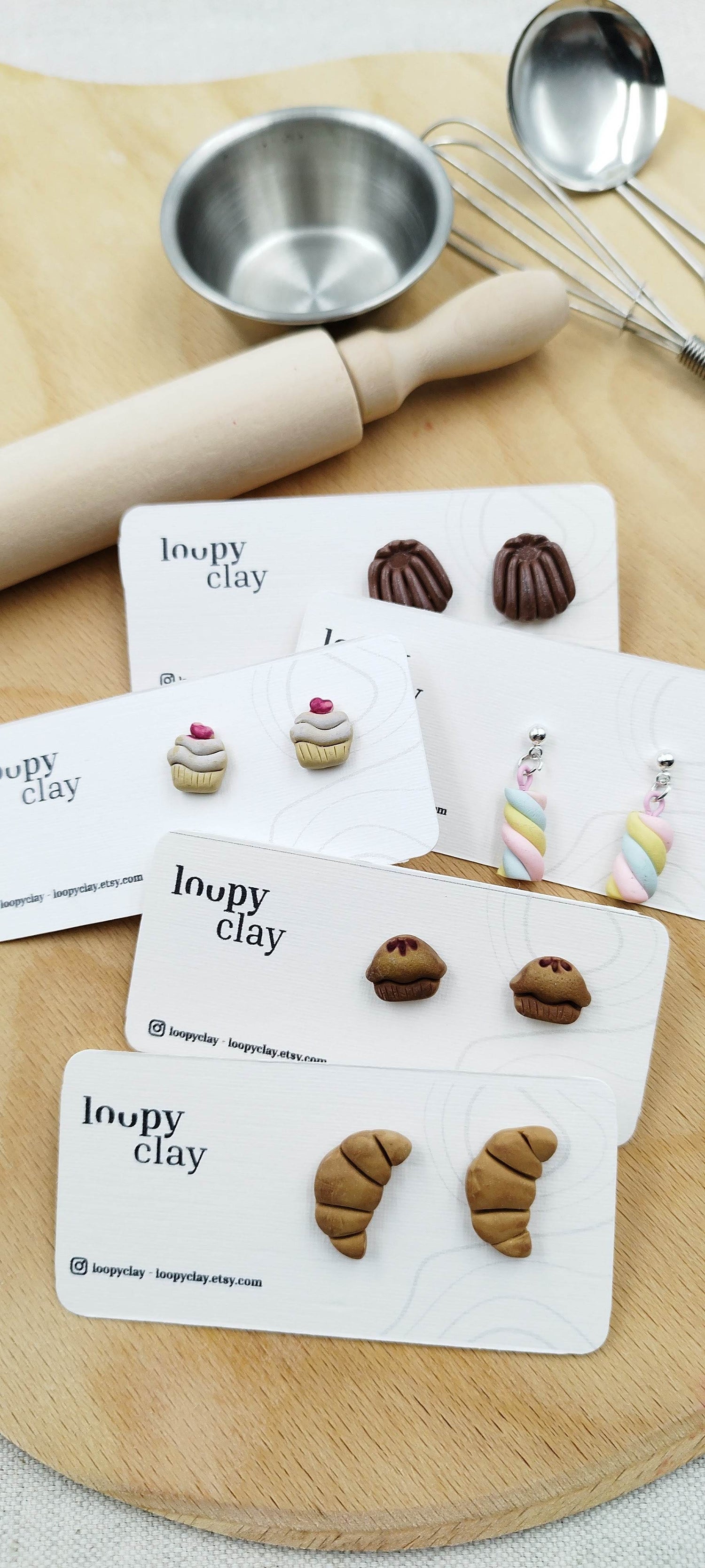 Orecchini piccoli: breakfast collections pudding - Loopy Clay