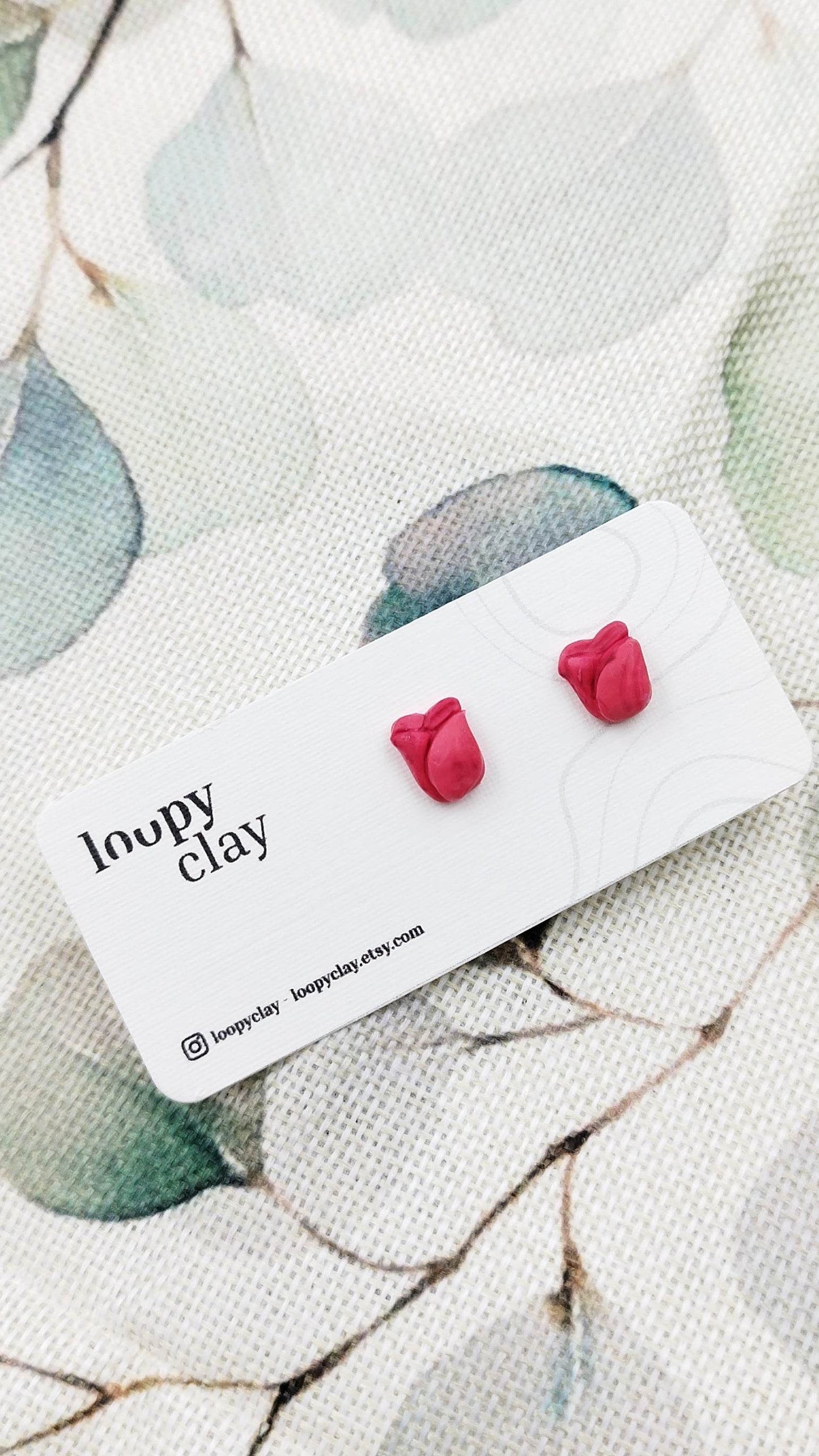 Orecchini mini tulipani - delicati tocchi di primavera - Loopy Clay