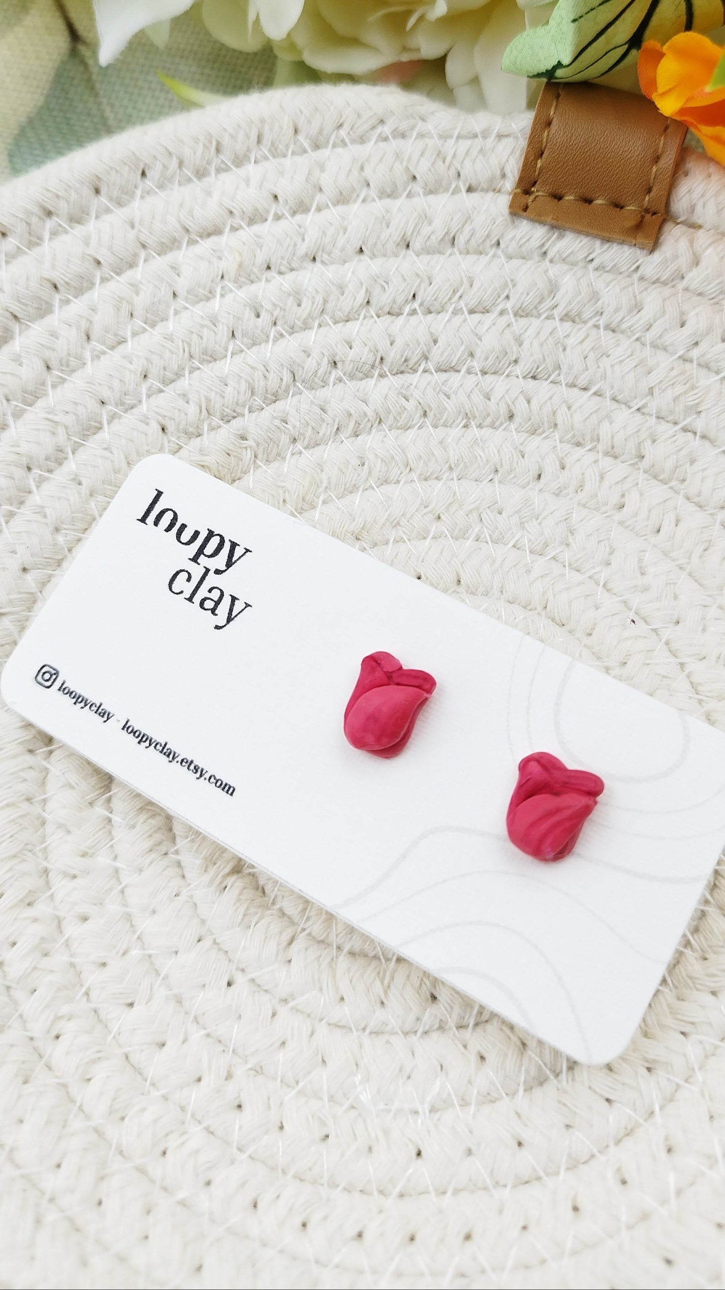 Orecchini mini tulipani - delicati tocchi di primavera - Loopy Clay