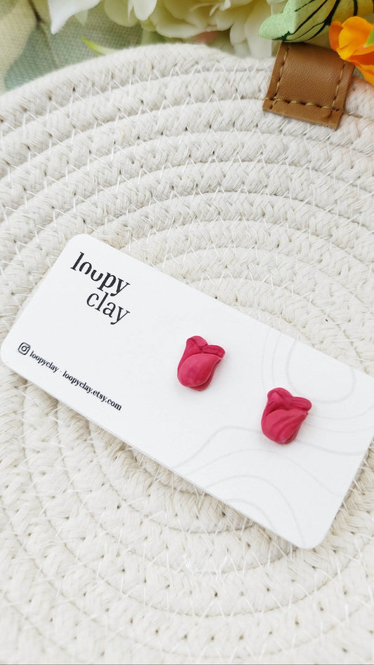 Orecchini mini tulipani - delicati tocchi di primavera - Loopy Clay