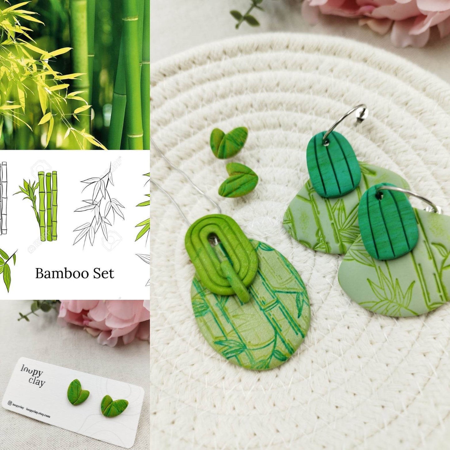 Collana design stile etnico - motivo bambu - Loopy Clay
