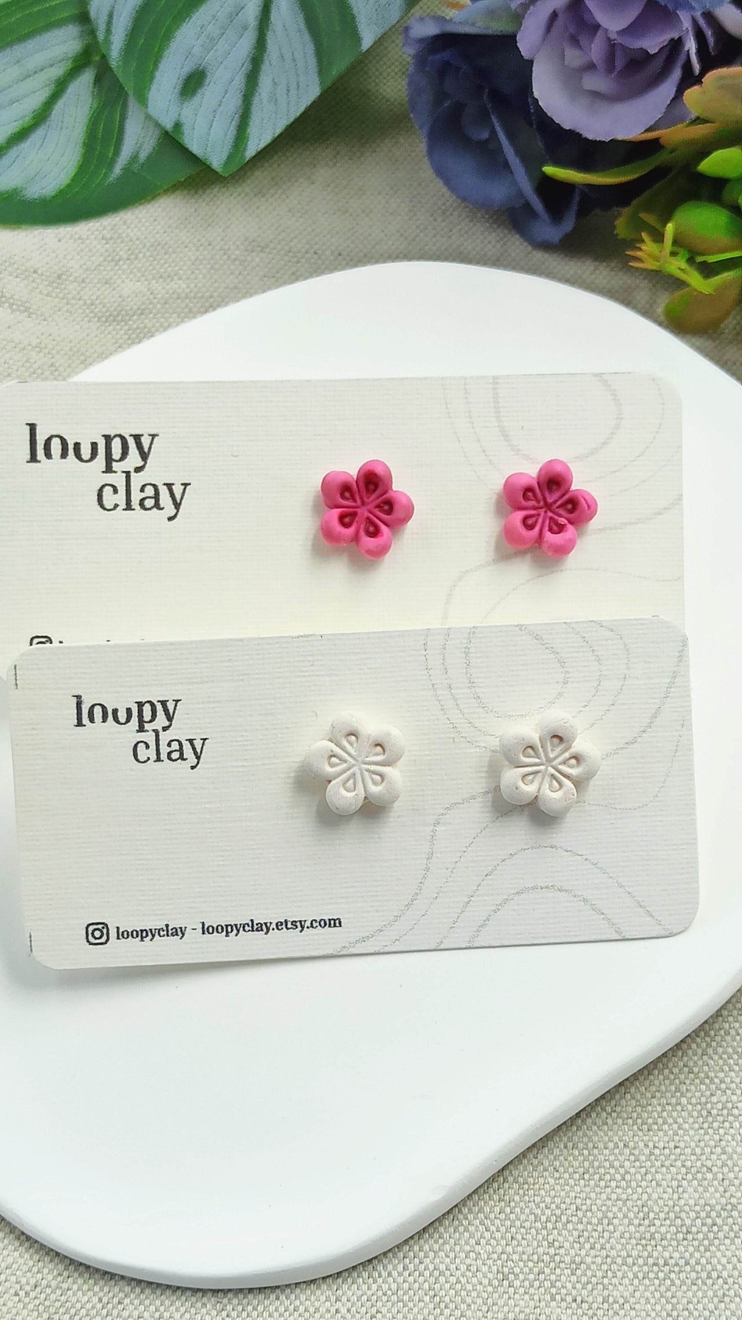 Orecchini mini fiorellini - tocchi di luce - Loopy Clay