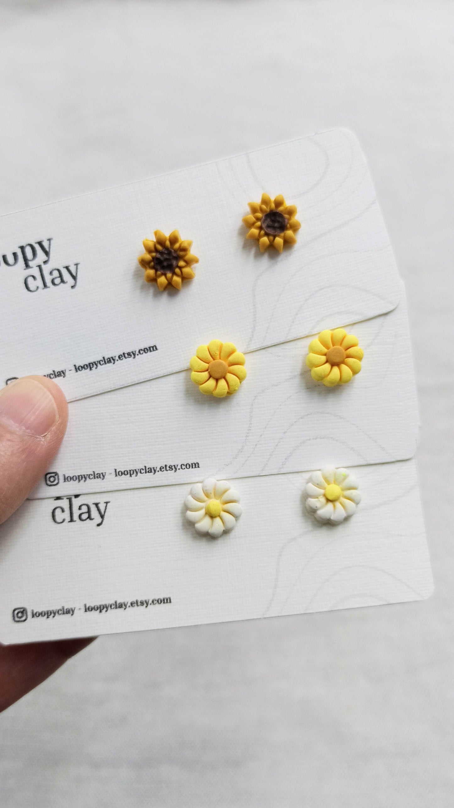 Orecchini Margherite Girasole, Orecchini minimal - Loopy Clay