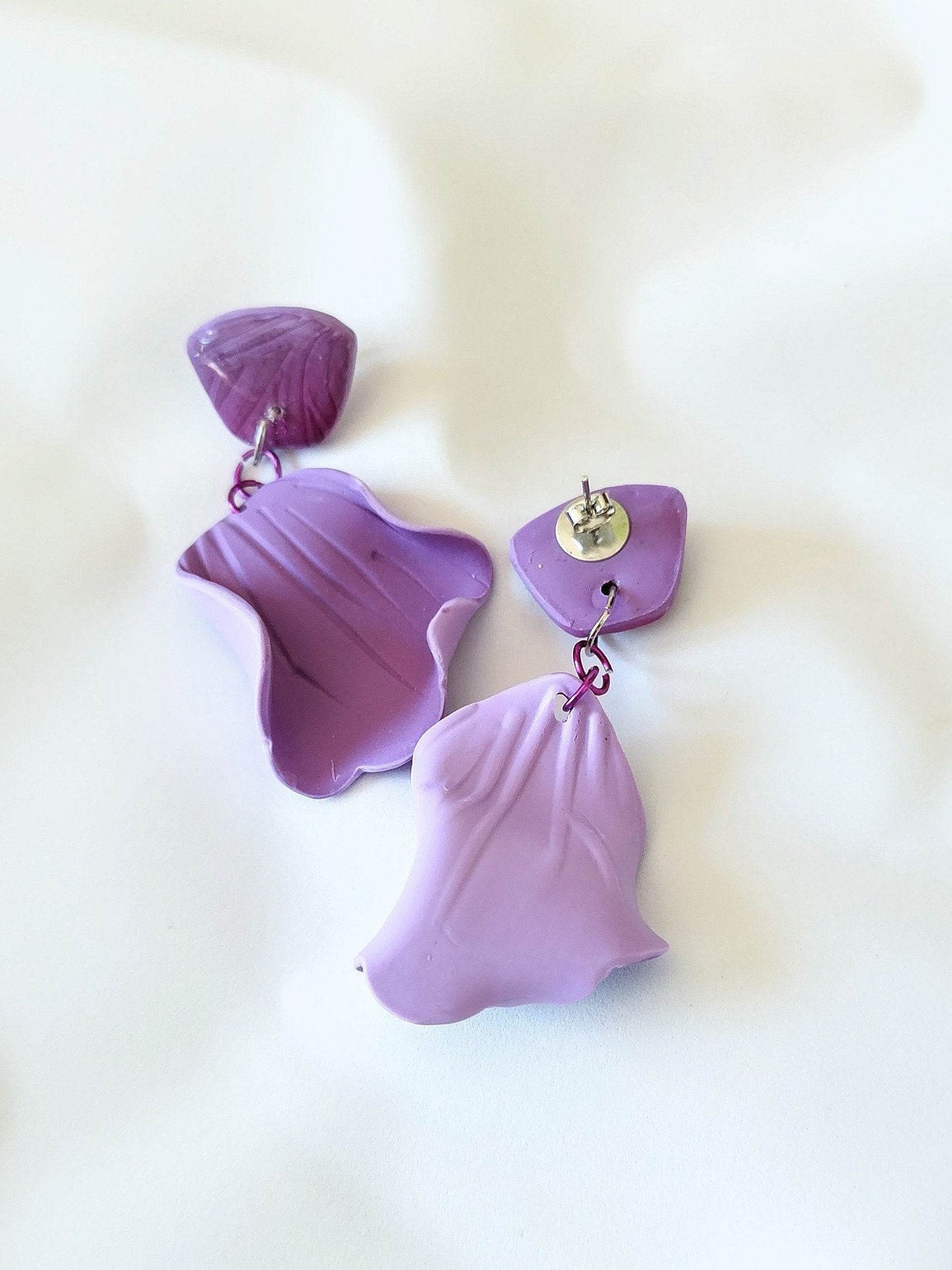 Orecchini eleganti petalo di fiore bicolore - Loopy Clay