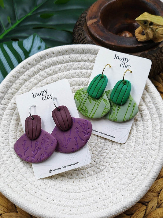 Orecchini Pendenti etnico moderno - Loopy Clay