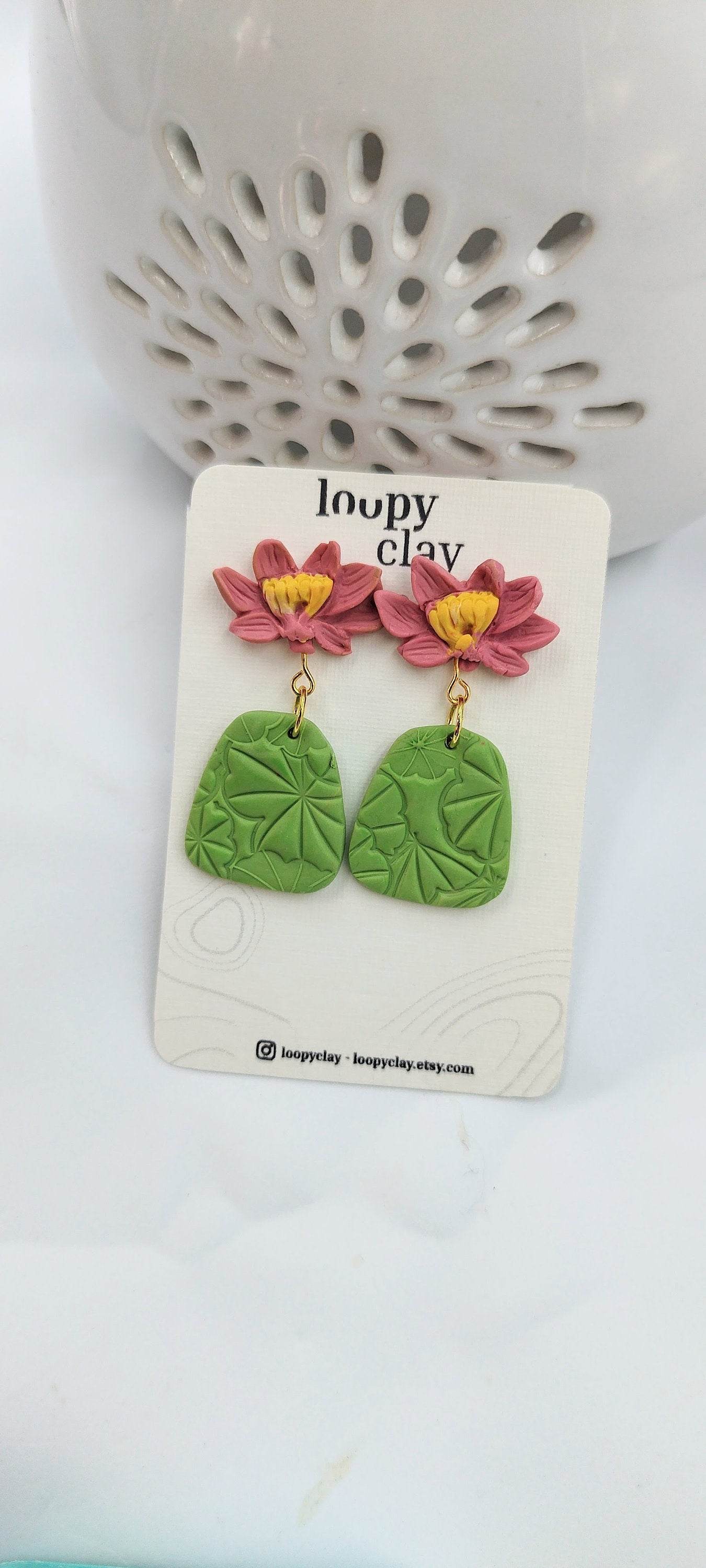 Orecchini pendenti effetto naturale - Loopy Clay