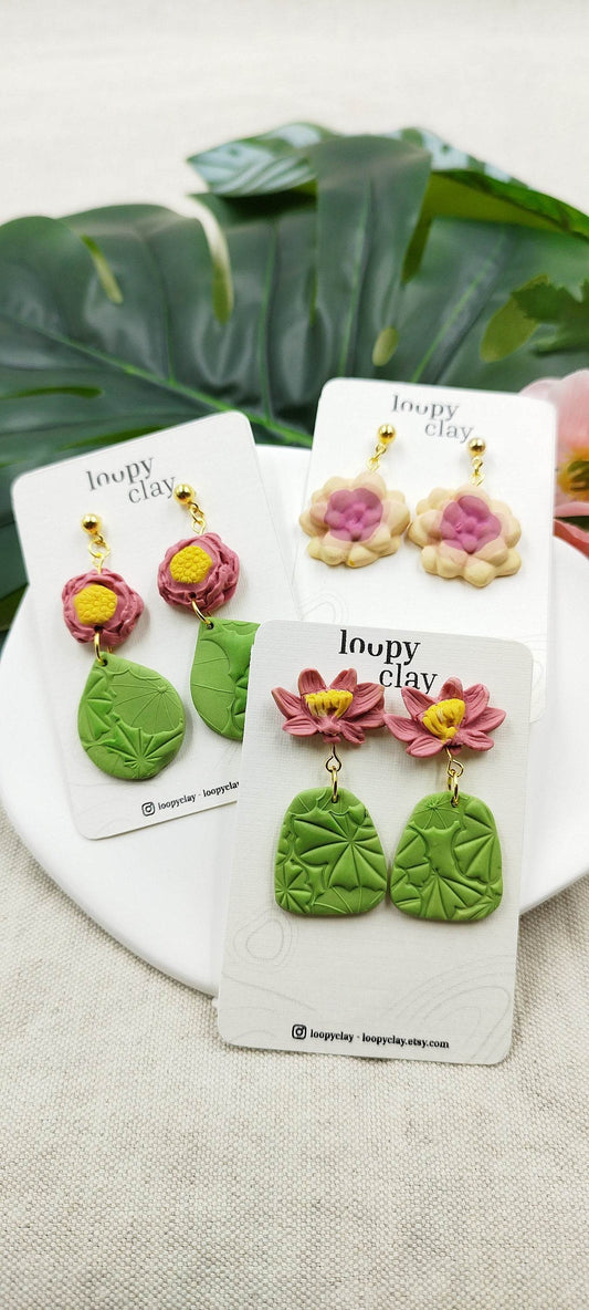 Orecchini pendenti effetto naturale - Loopy Clay