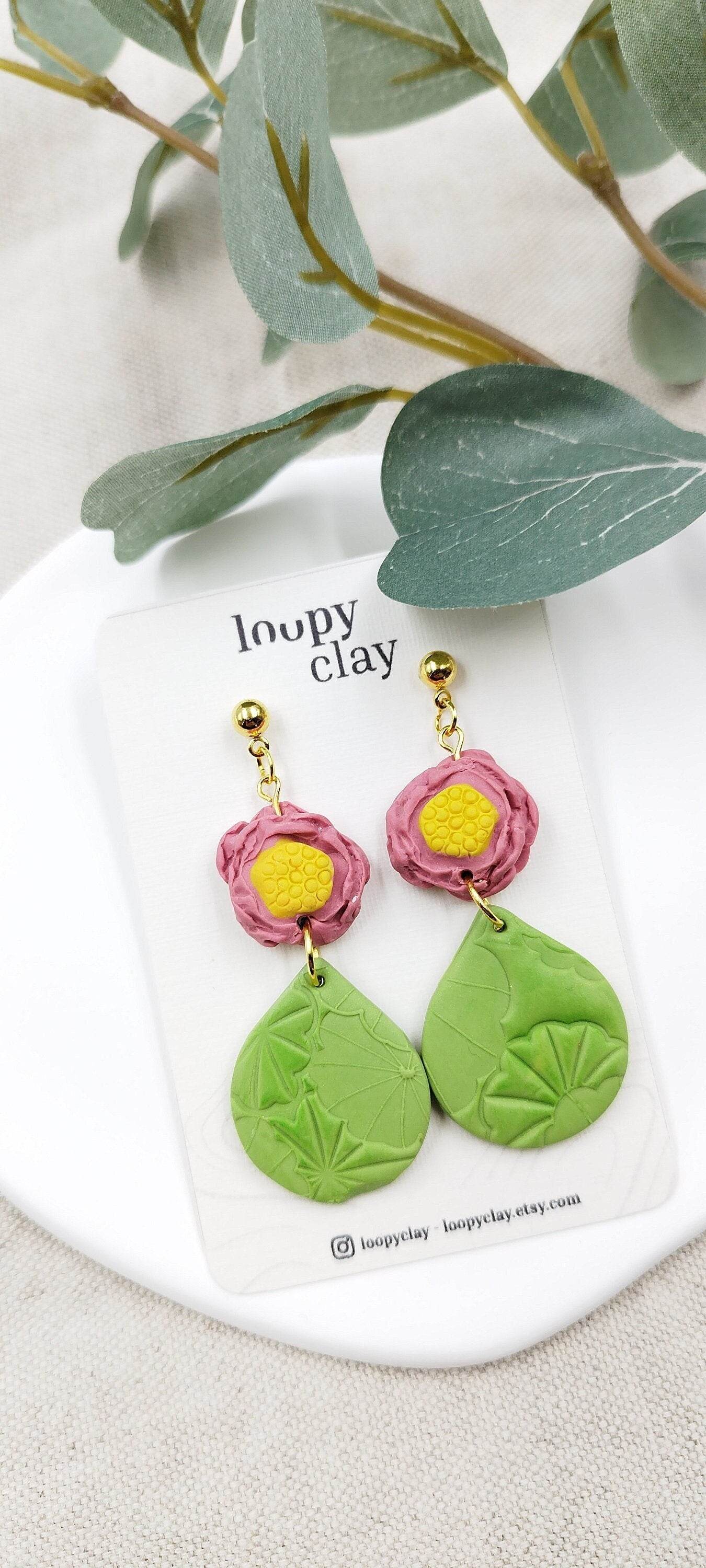 Orecchini pendenti effetto naturale - Loopy Clay