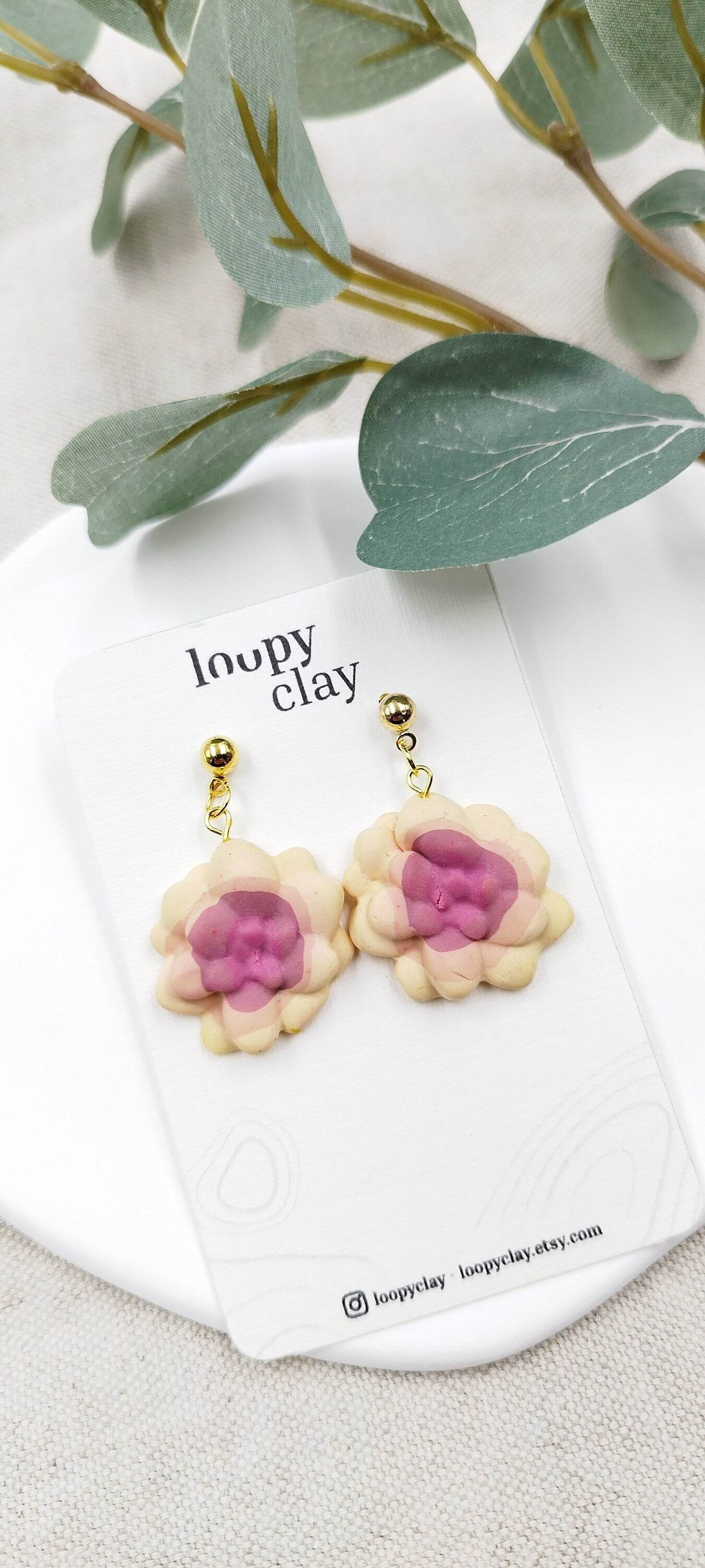 Orecchini pendenti effetto naturale - Loopy Clay