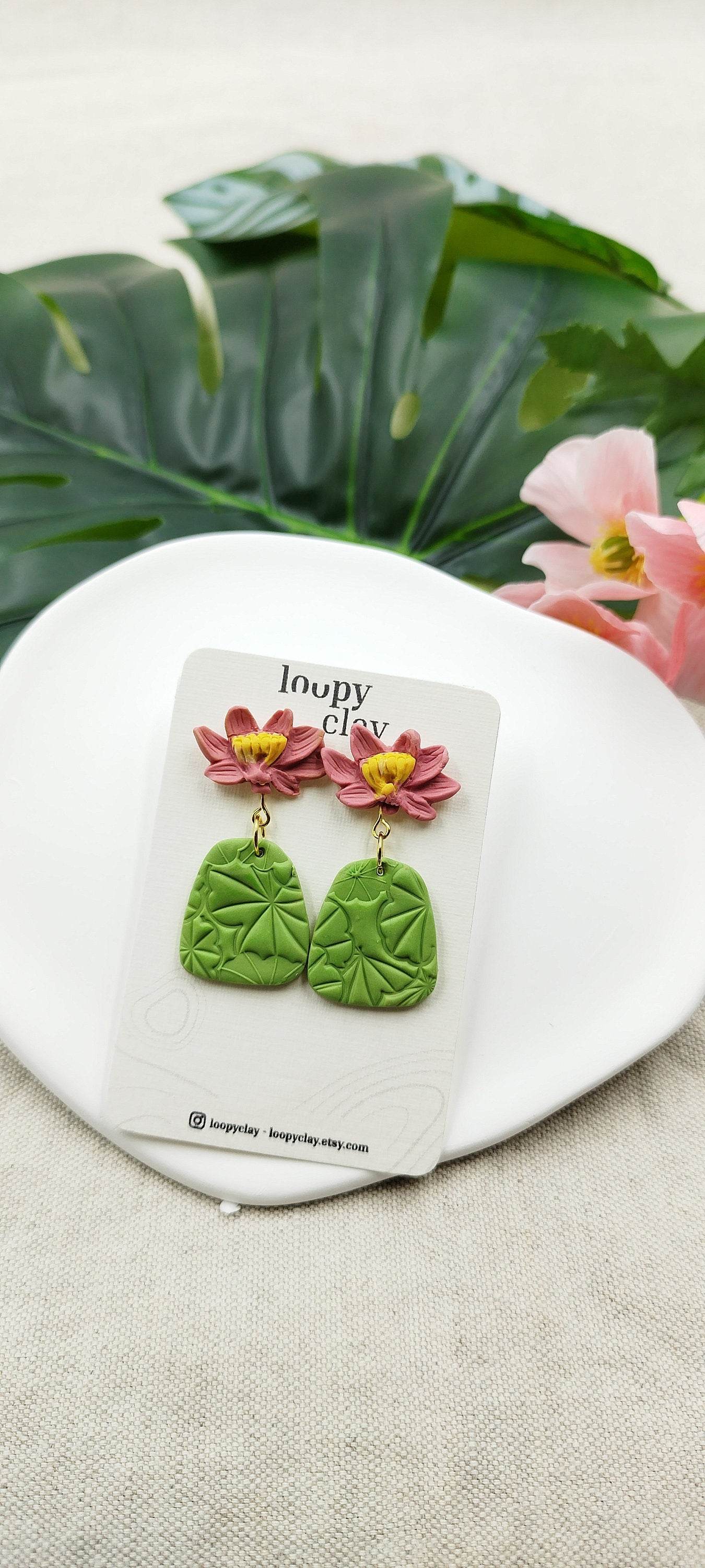 Orecchini pendenti effetto naturale - Loopy Clay