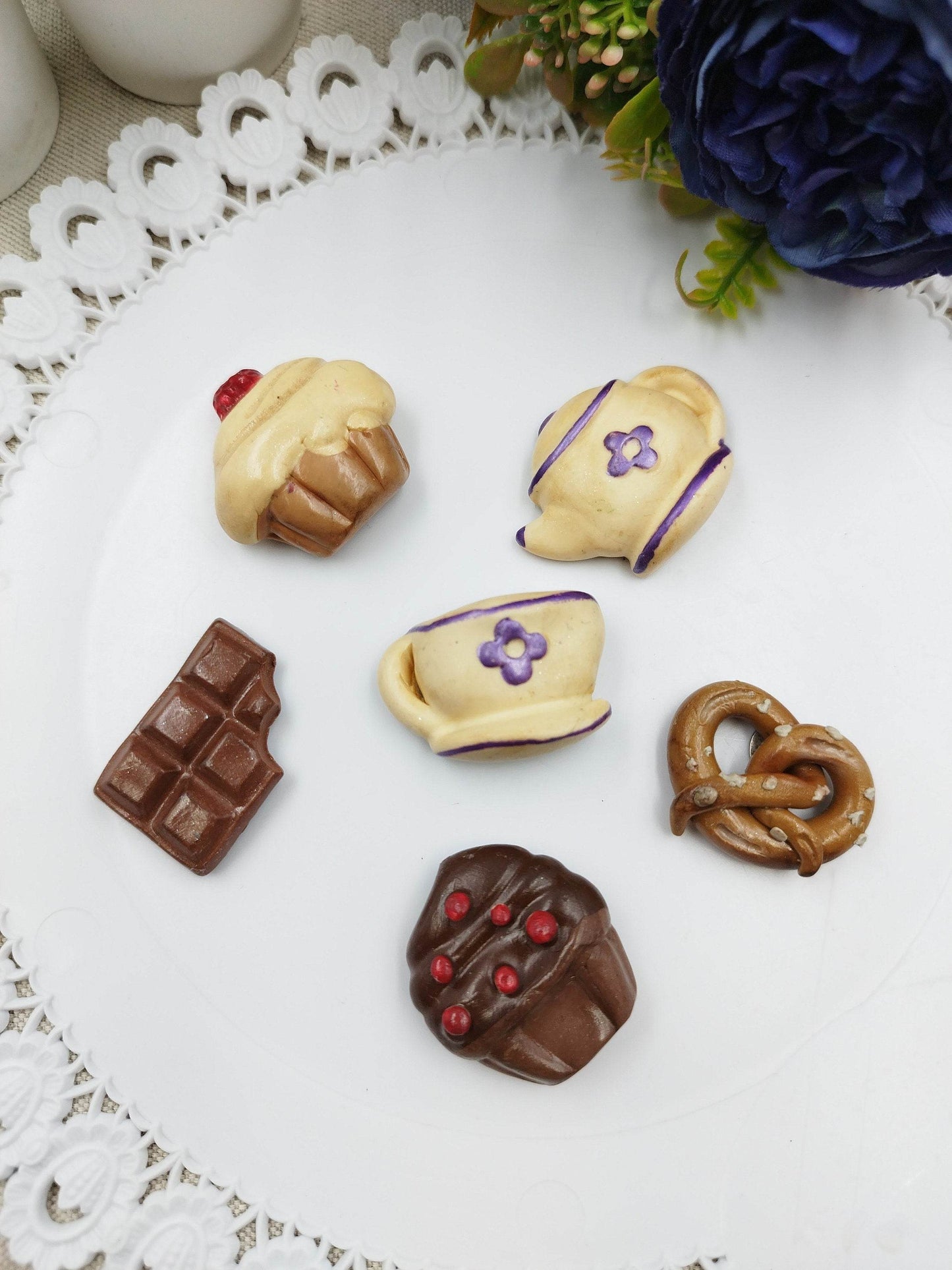 Calamite Frigo "Ora della Merenda" - fatte a mano, Decorazione Cupcakes e Servizio da Tè - Ideale per Cucina - Decorazioni cucina