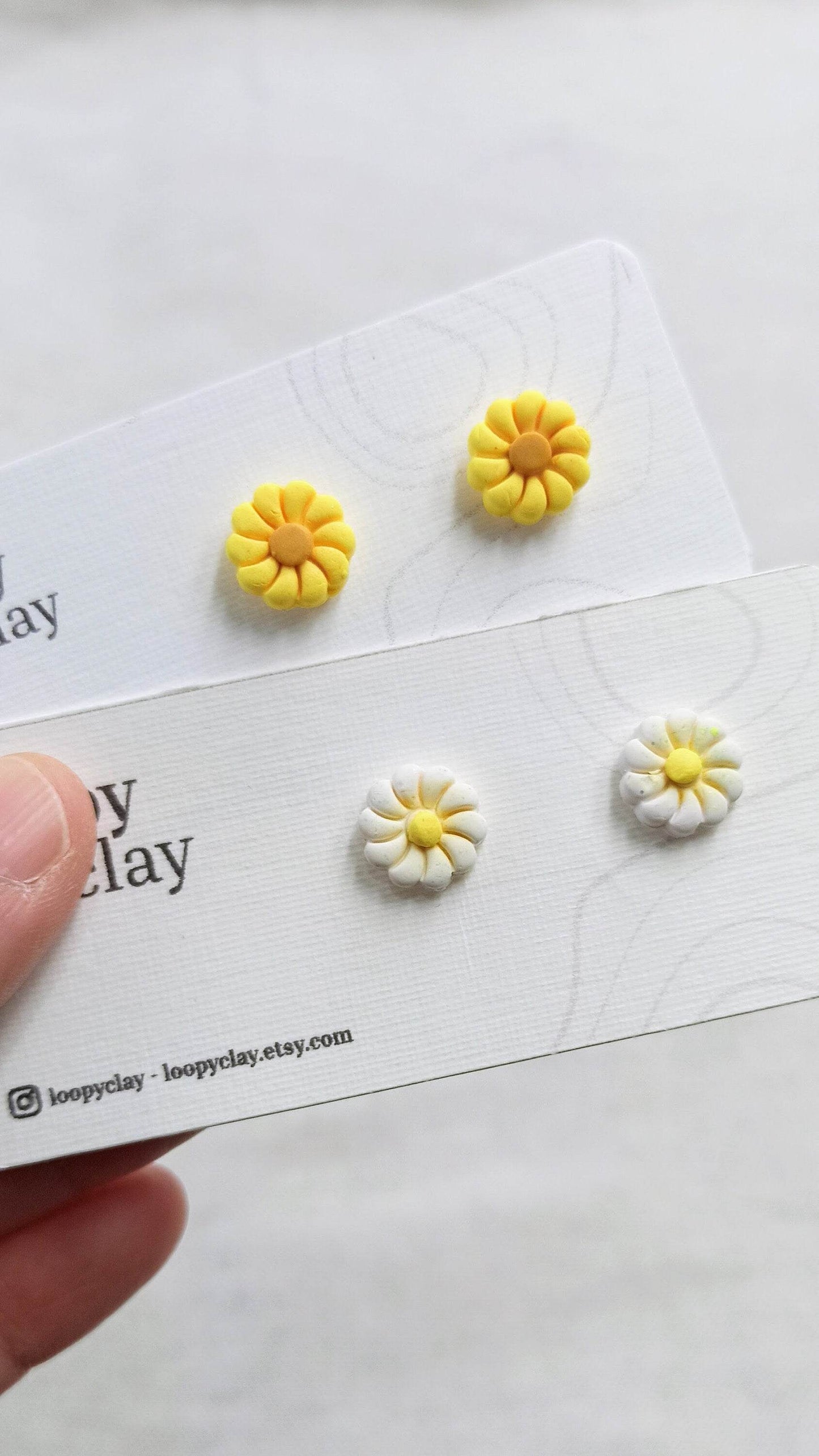 Orecchini Margherite Girasole, Orecchini minimal - Loopy Clay