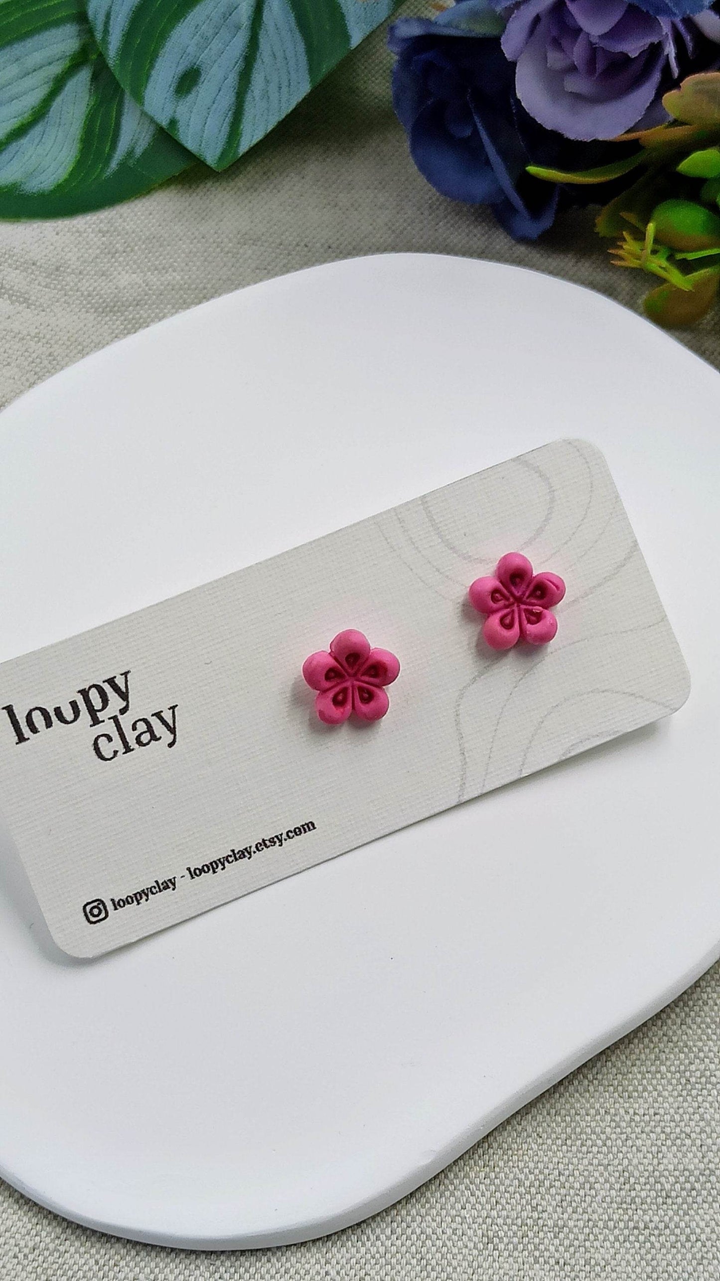 Orecchini Fiori di Ciliegio minimali ed eleganti - Loopy Clay