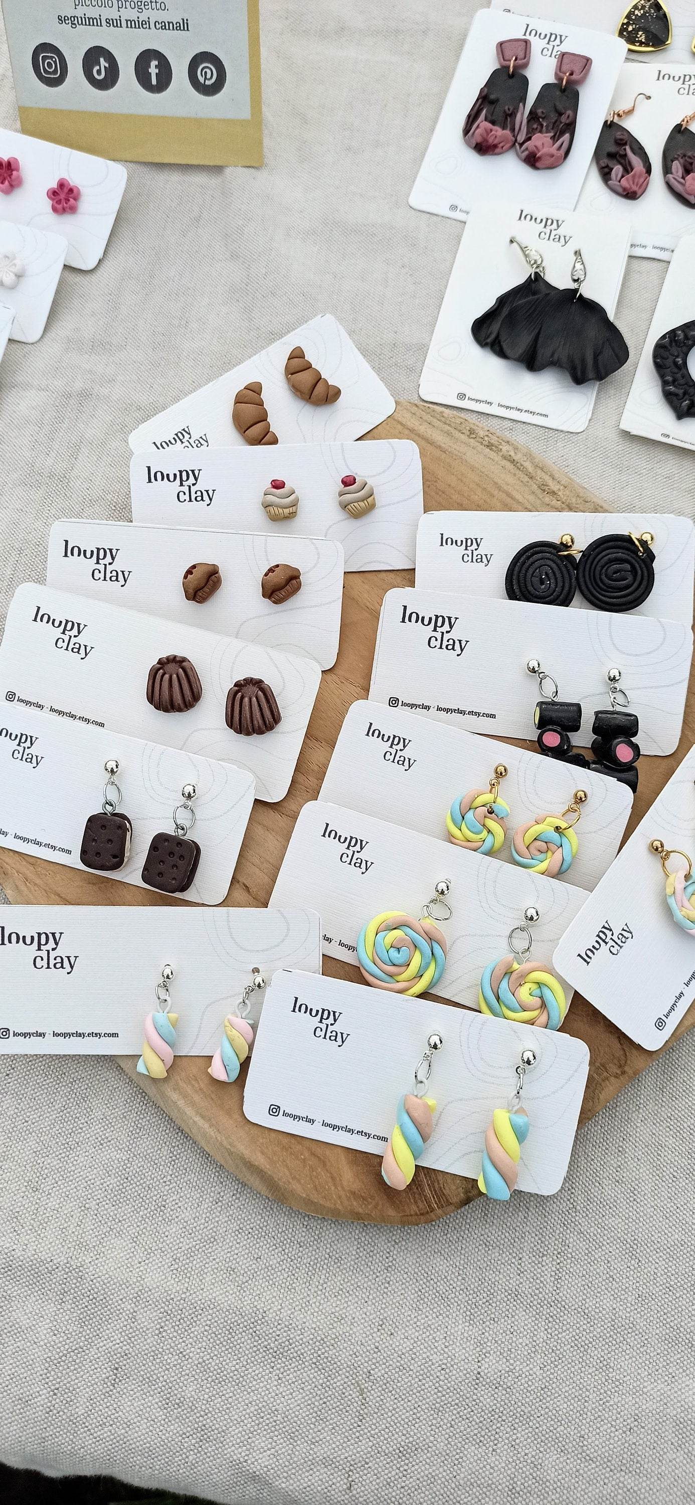 Orecchini Divertenti con biscotto alla crema - Loopy Clay