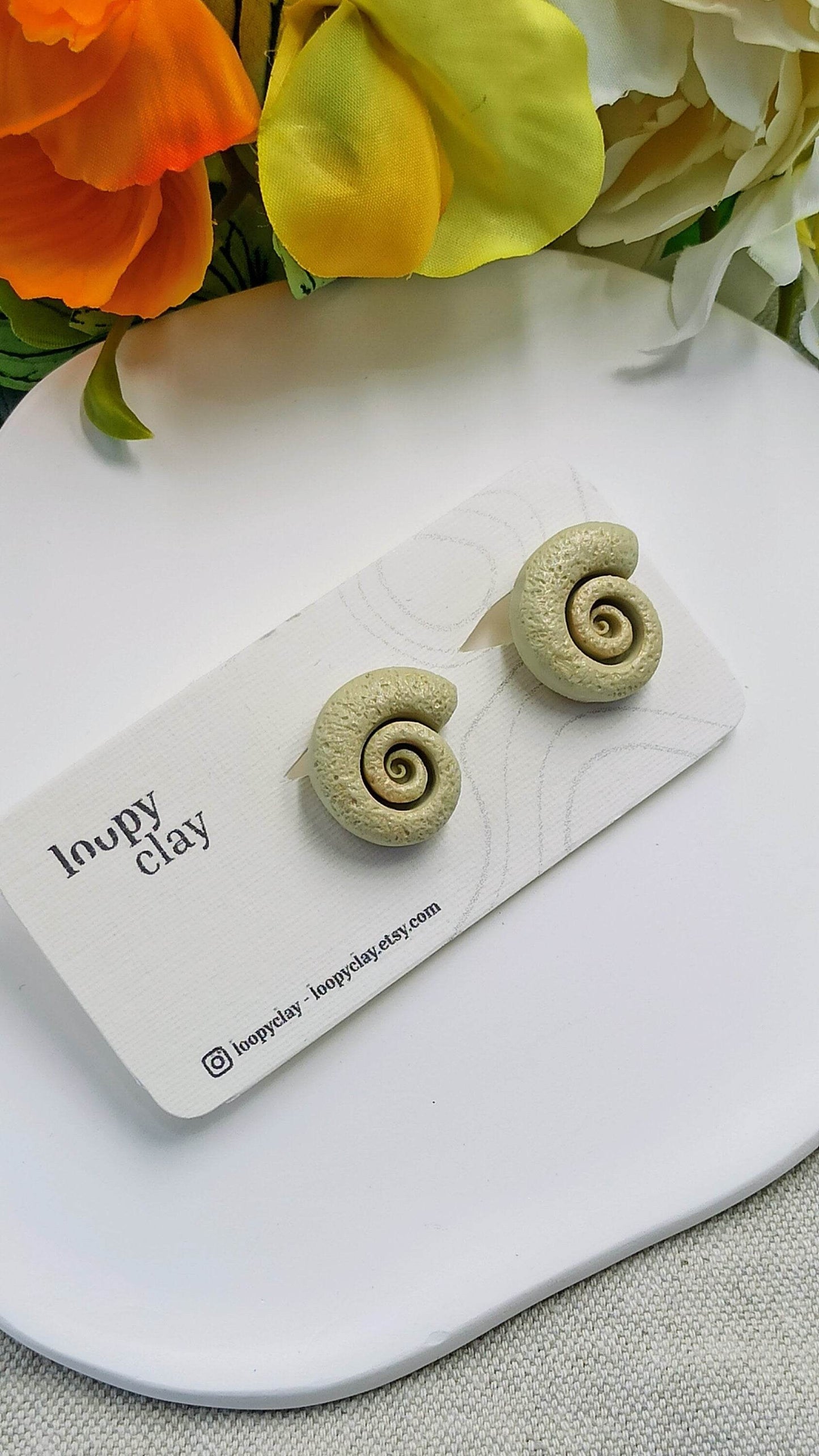 Orecchini a clip Conchiglia - Loopy Clay