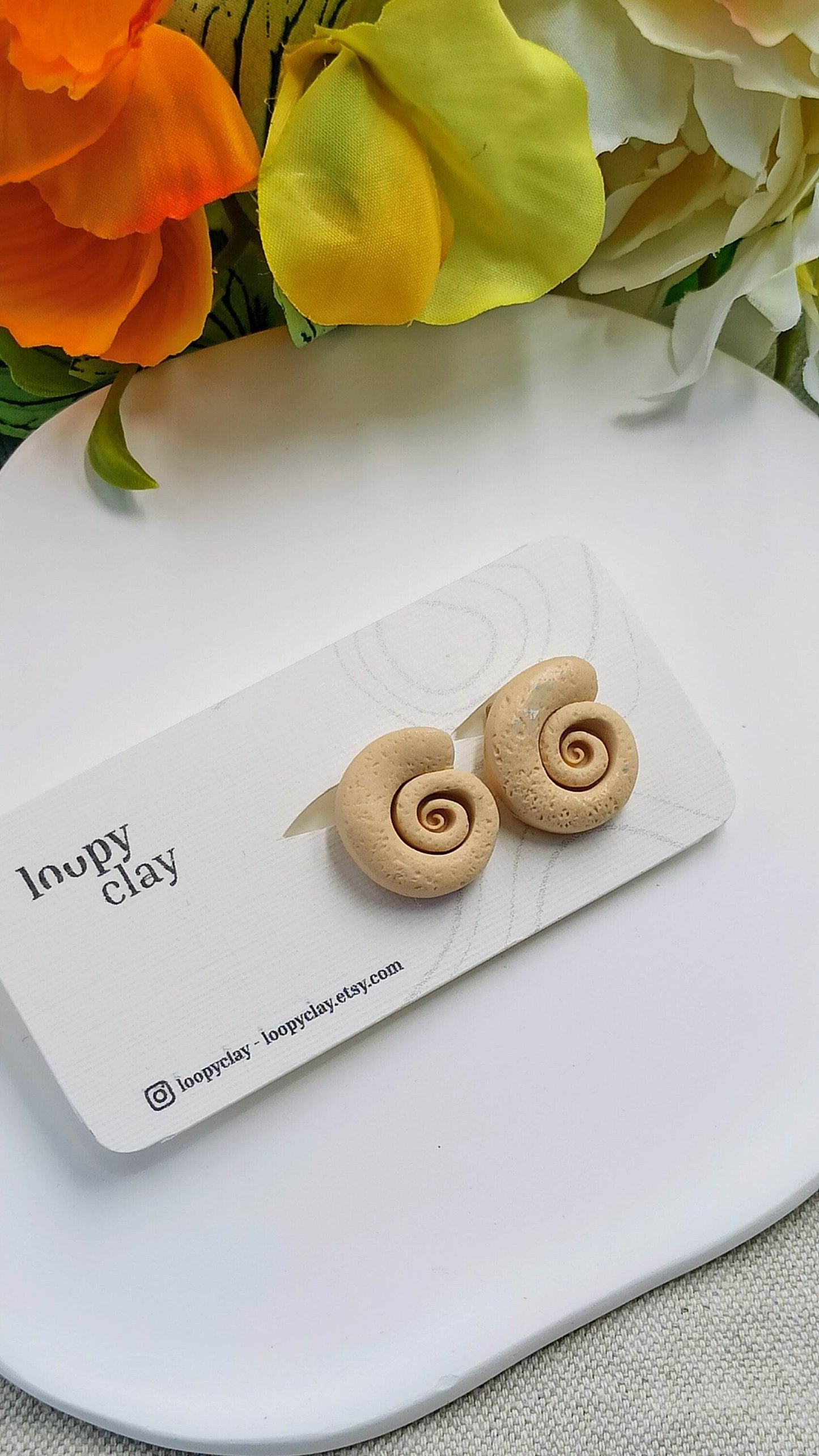 Orecchini a clip Conchiglia - Loopy Clay