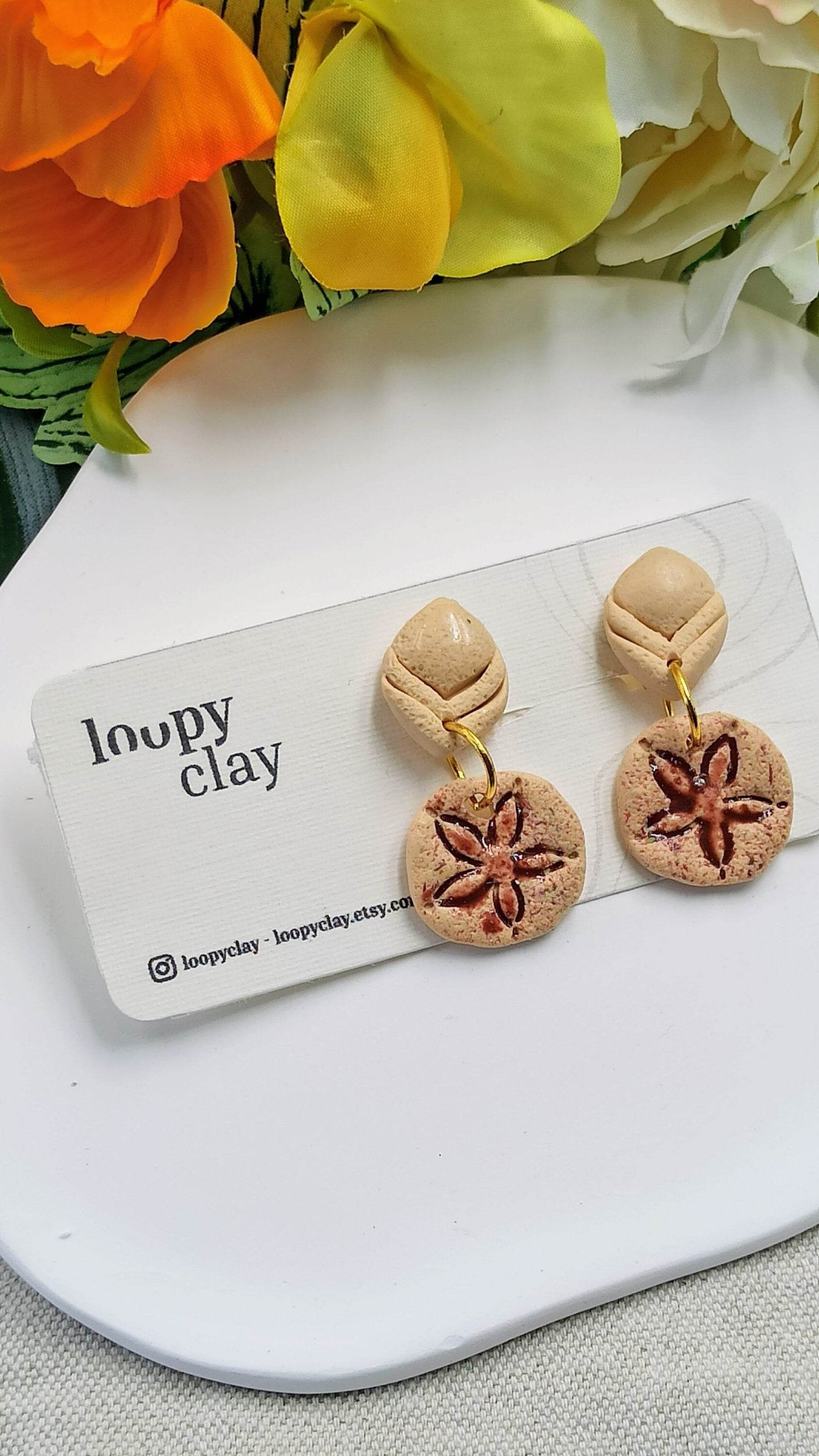 Orecchini a clip tema marino delicato - Loopy Clay