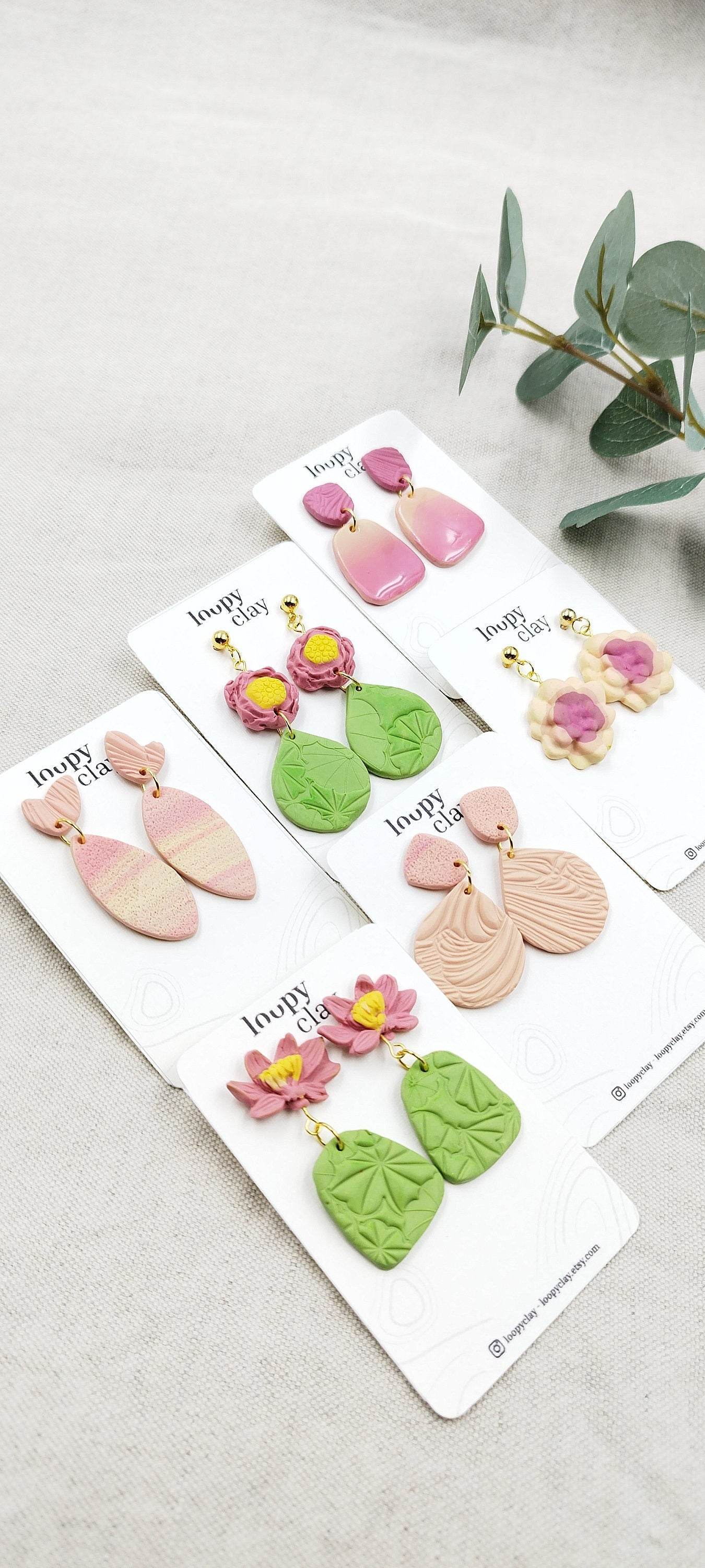 Orecchini pendenti effetto naturale - Loopy Clay