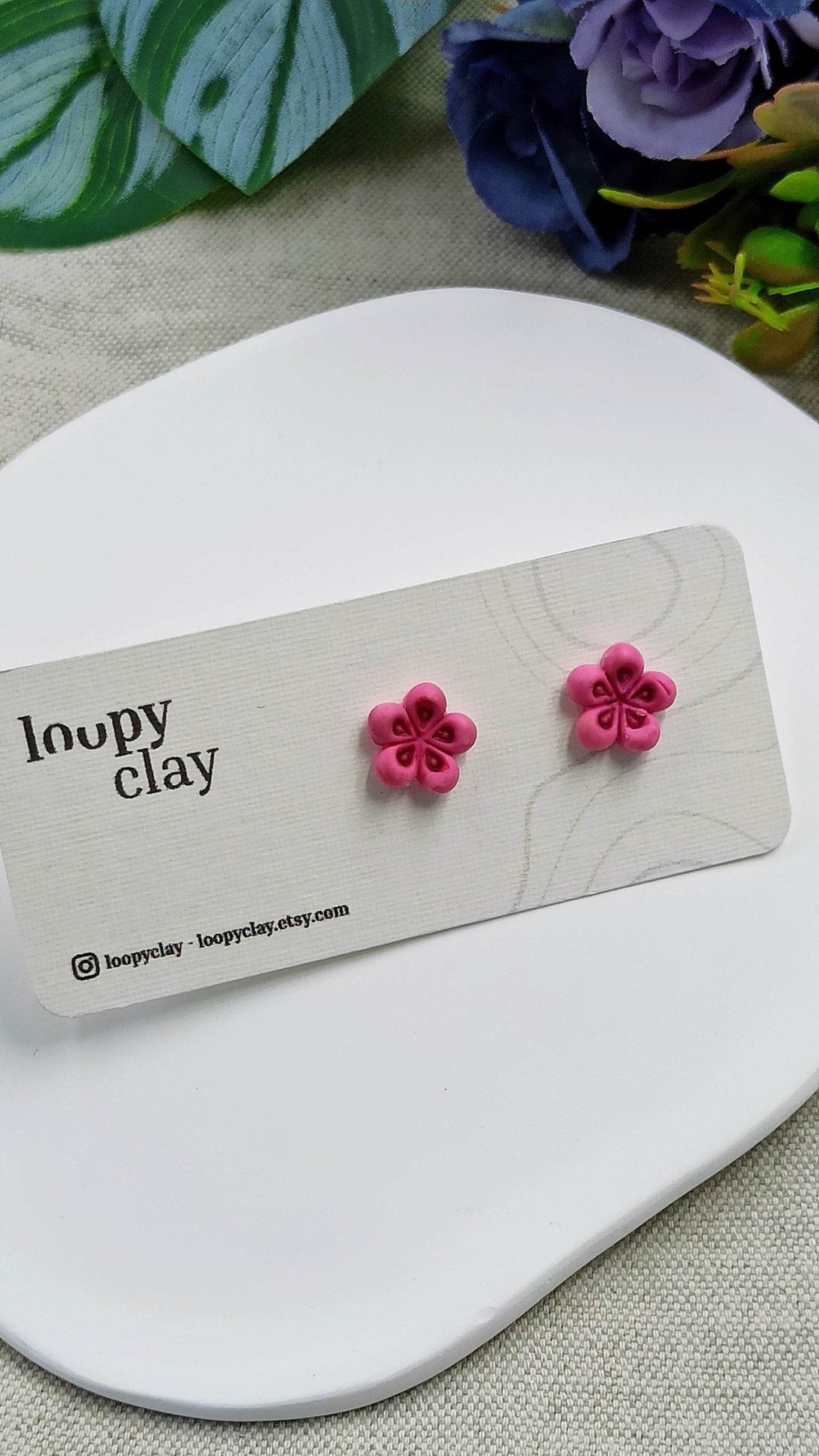 Orecchini Fiori di Ciliegio minimali ed eleganti - Loopy Clay