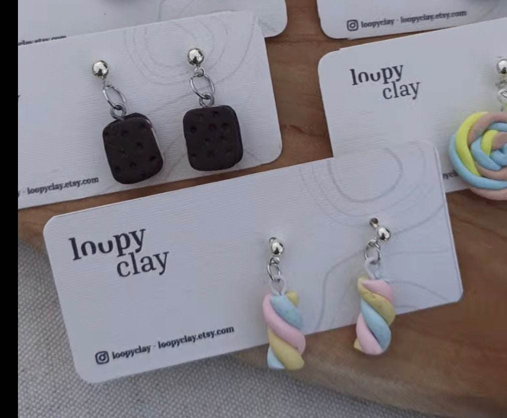 Orecchini Divertenti con biscotto alla crema - Loopy Clay