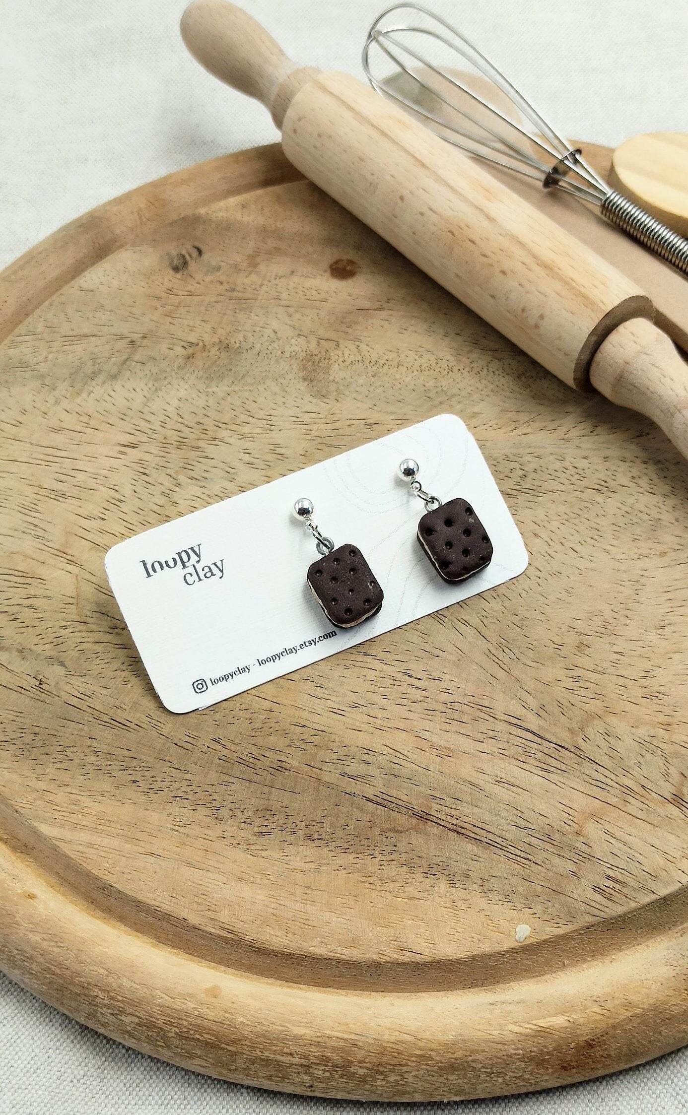 Orecchini Divertenti con biscotto alla crema - Loopy Clay