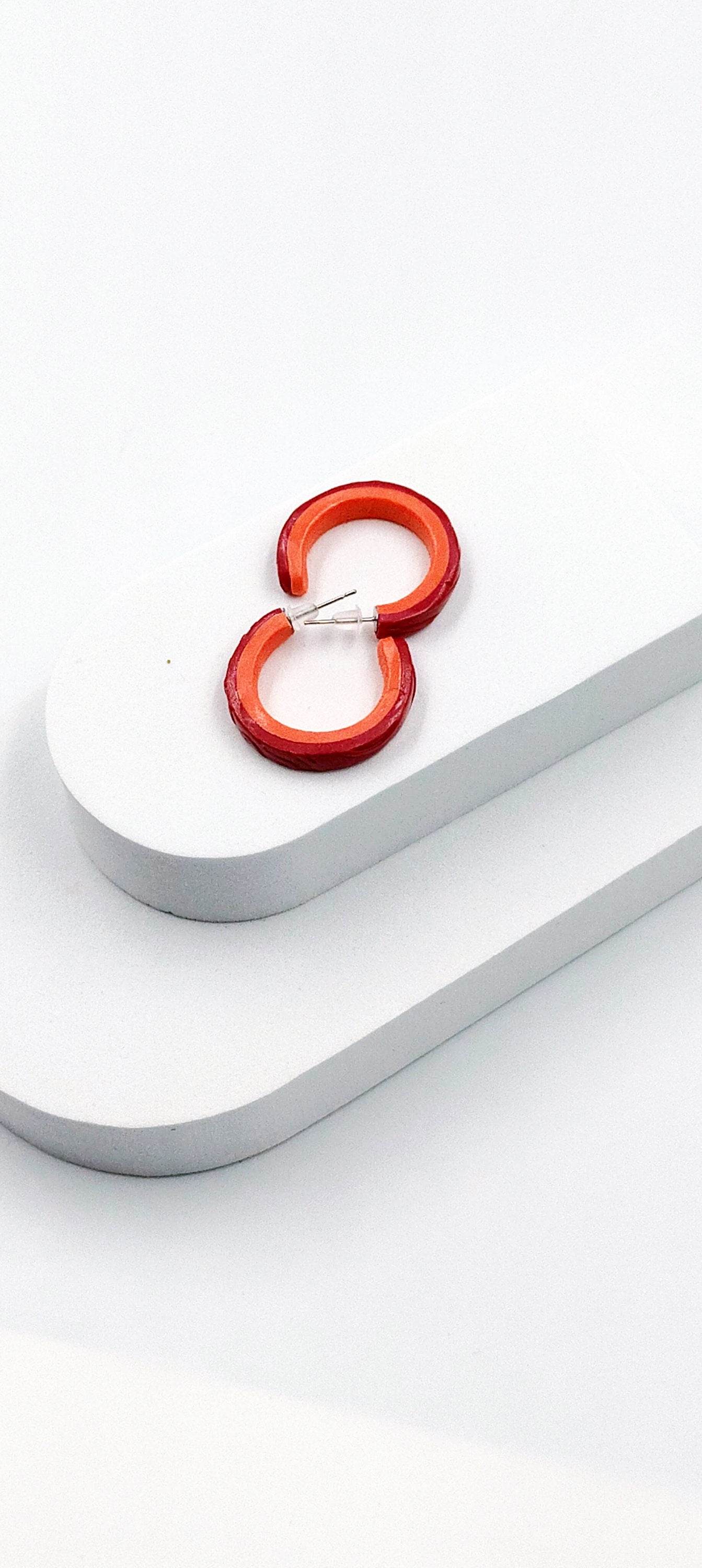 Orecchini a Cerchio texture Bicolore - Loopy Clay