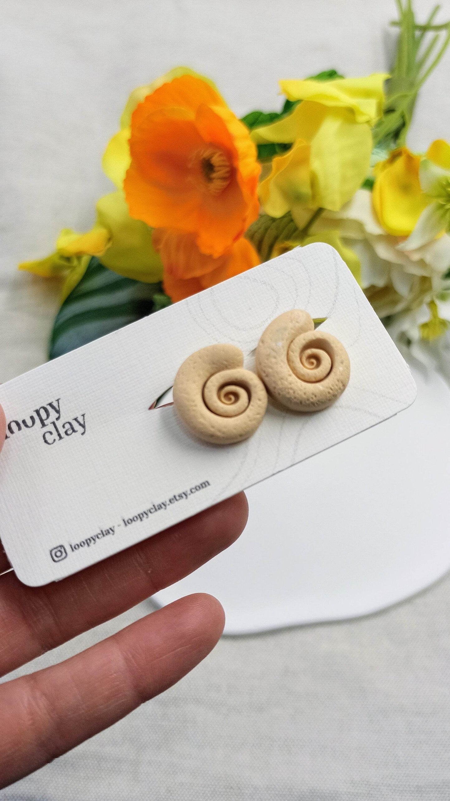 Orecchini a clip Conchiglia - Loopy Clay